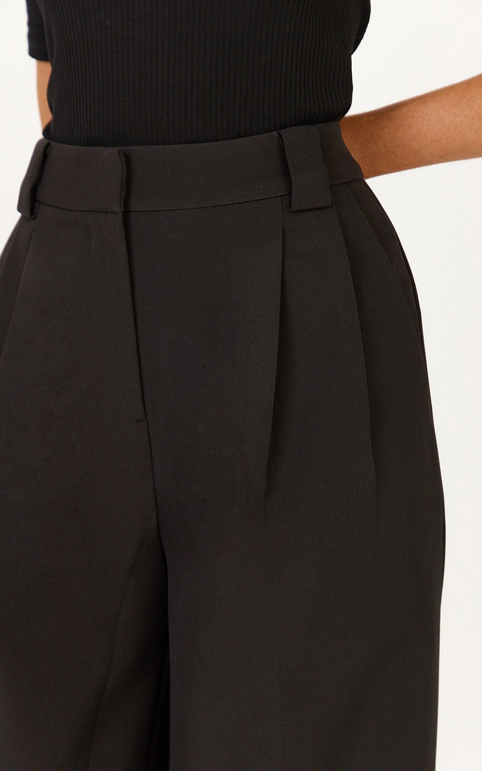 Jane Pants - High Waist Tailored Wide Leg Pants in Black - View 6
