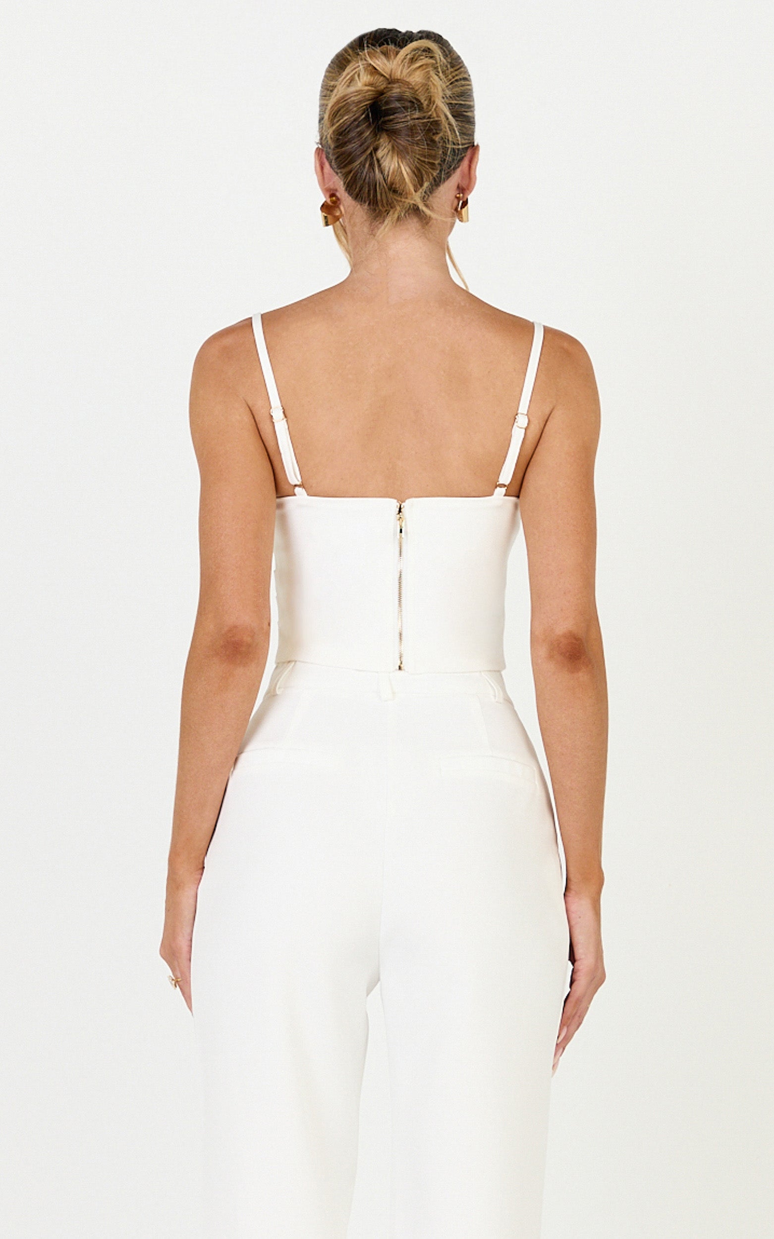 Liora Top - Pin Tucked Scoop Neck Top in White - View 5