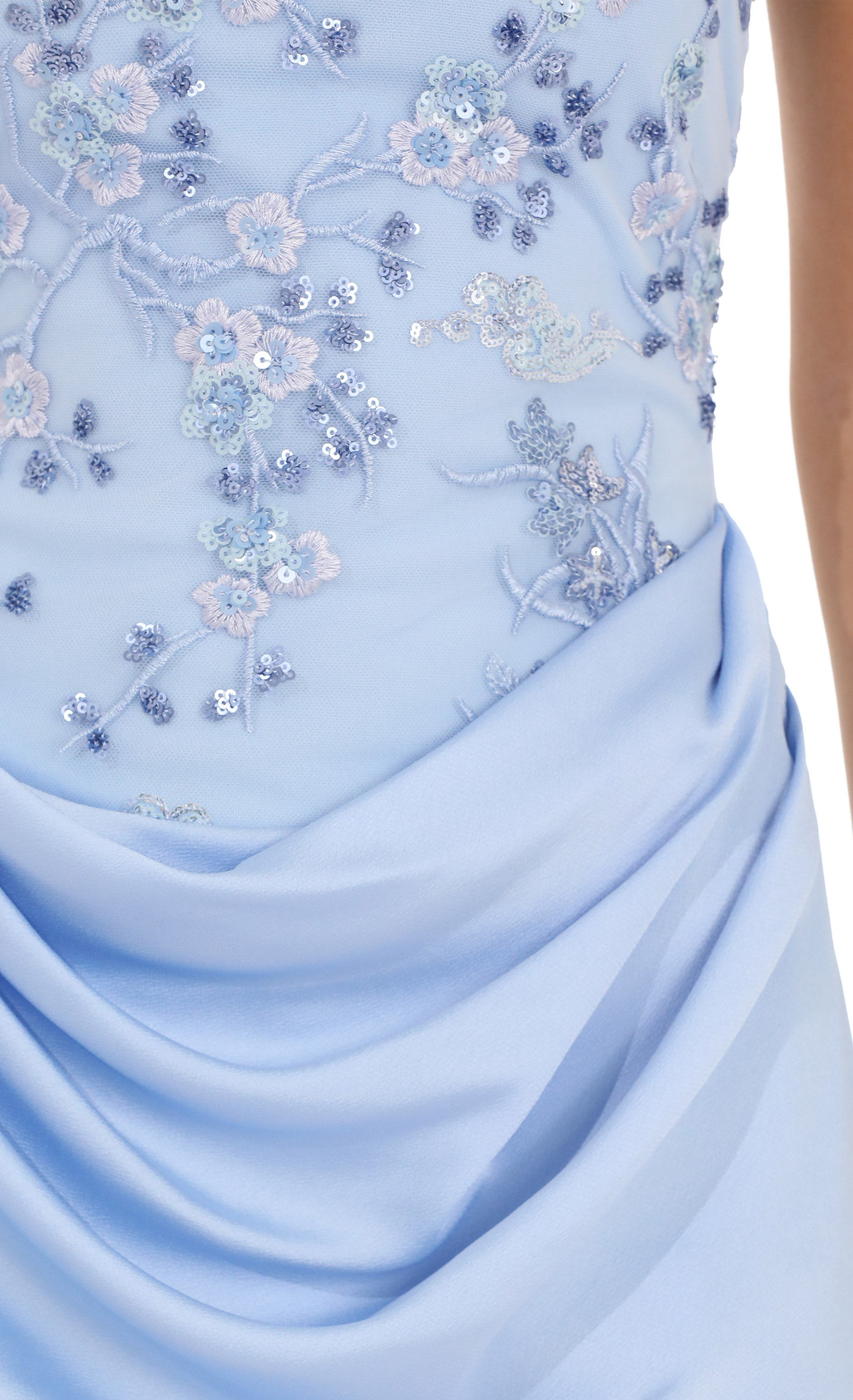 Embroidered Corset Mini Dress in Blue - view 5