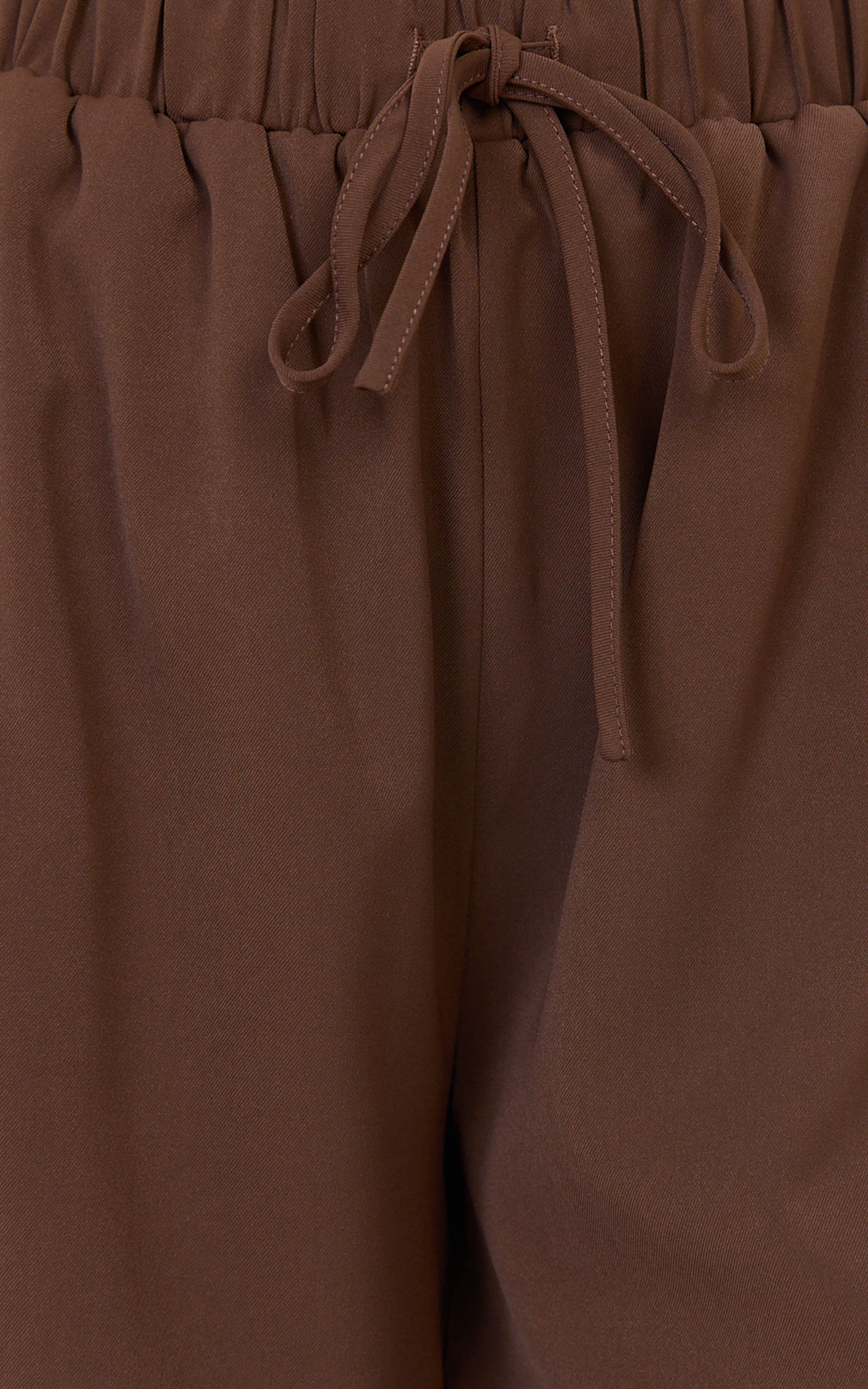 Nicole Pants - High Waist Elasticated Gathered Waist Wide Leg Pants in Mocha - View 9