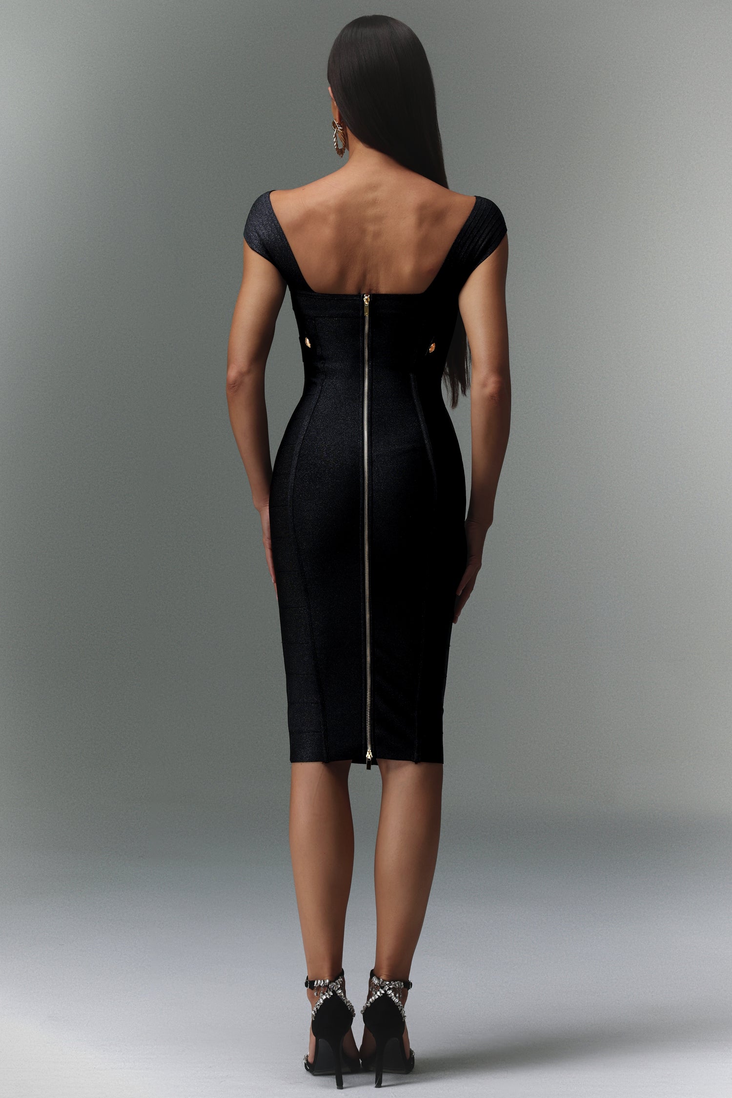 Fresco Sleeveless V-Neck Bandage Midi Dress