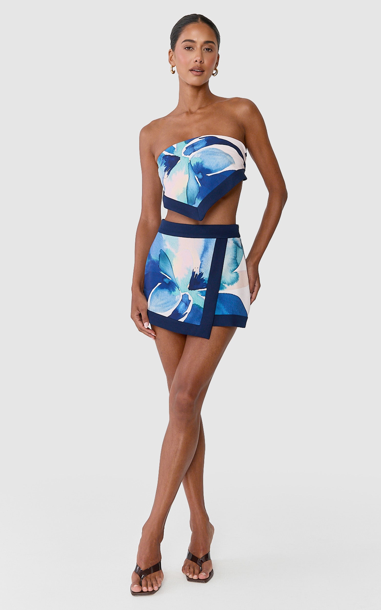 Anouk Top - Bandana Tie Back Scarf Top in Navy Floral - View 3