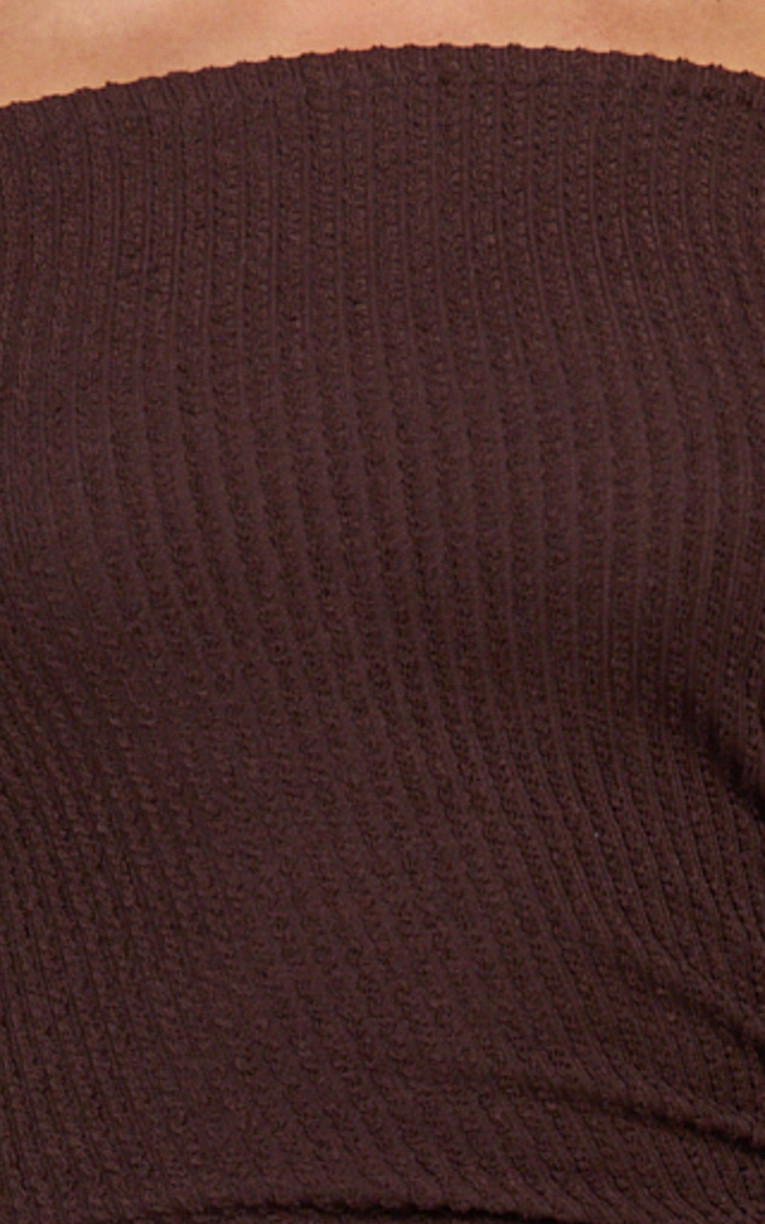 Ayla Maxi Dress - Off Shoulder Flared Sleeve Bodycon Dress in Chocolate - View 6