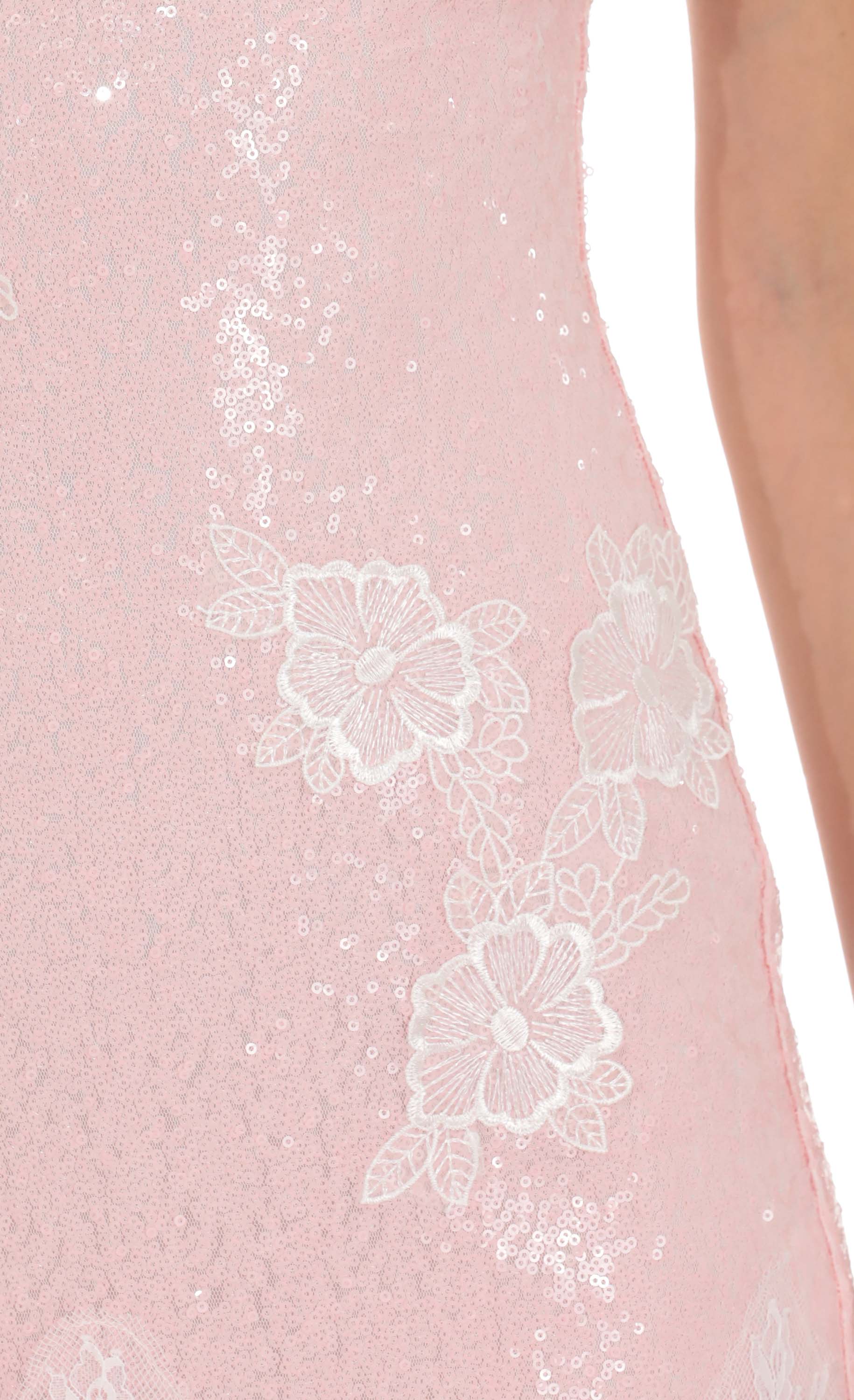 Lace Sequin Mini Dress in Pink - view 5