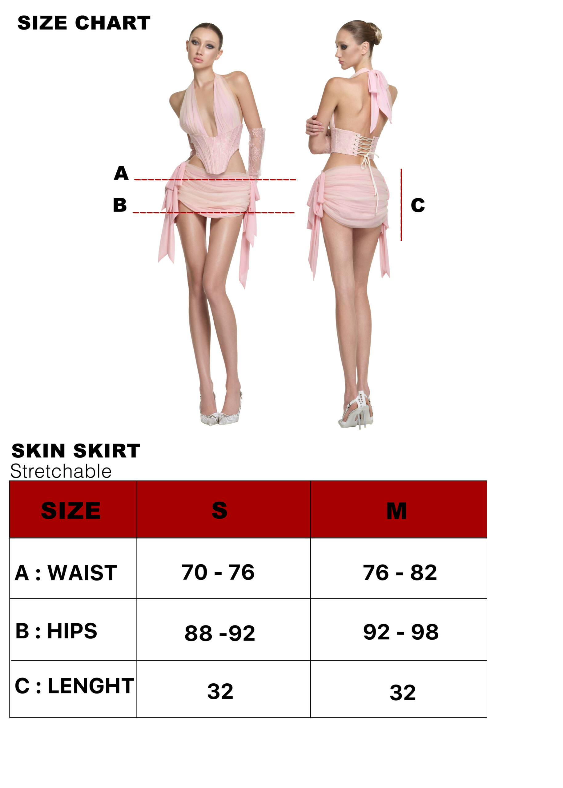 SKIN SKIRT size guide