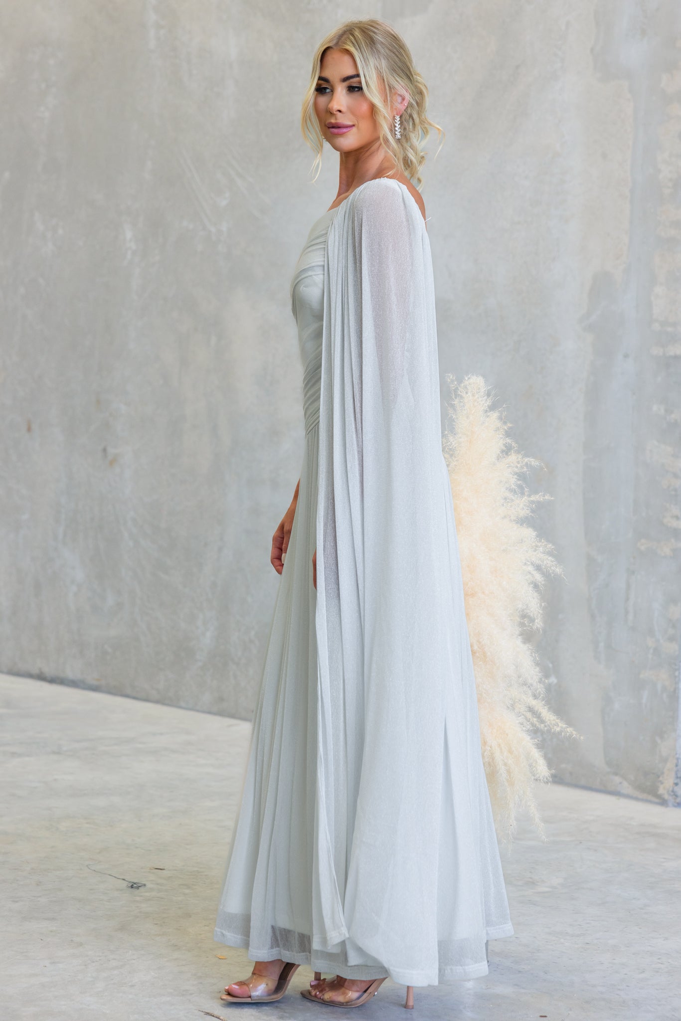Catch My Breath Maxi Dress - Silver - View 3
