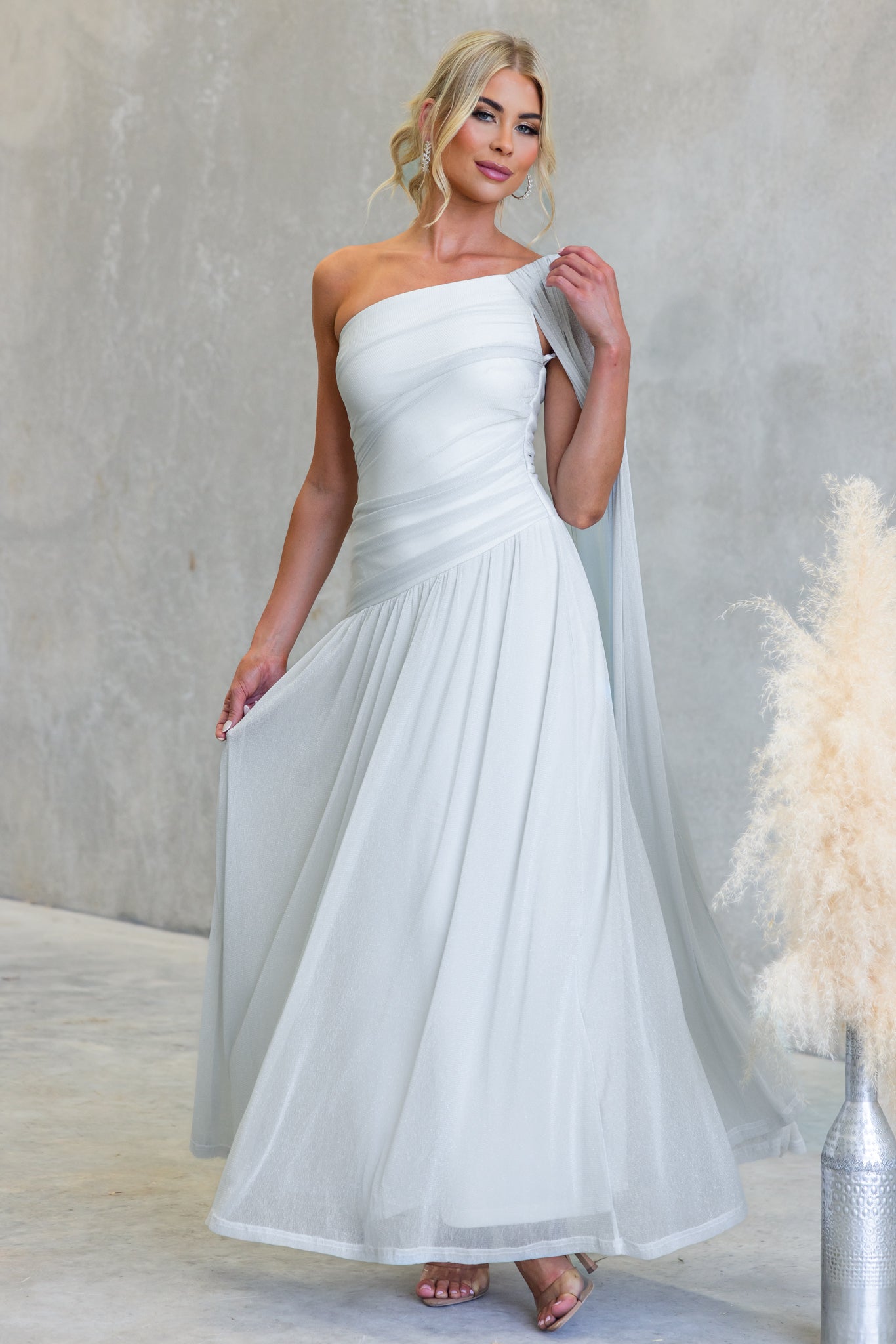 Catch My Breath Maxi Dress - Silver - View 1