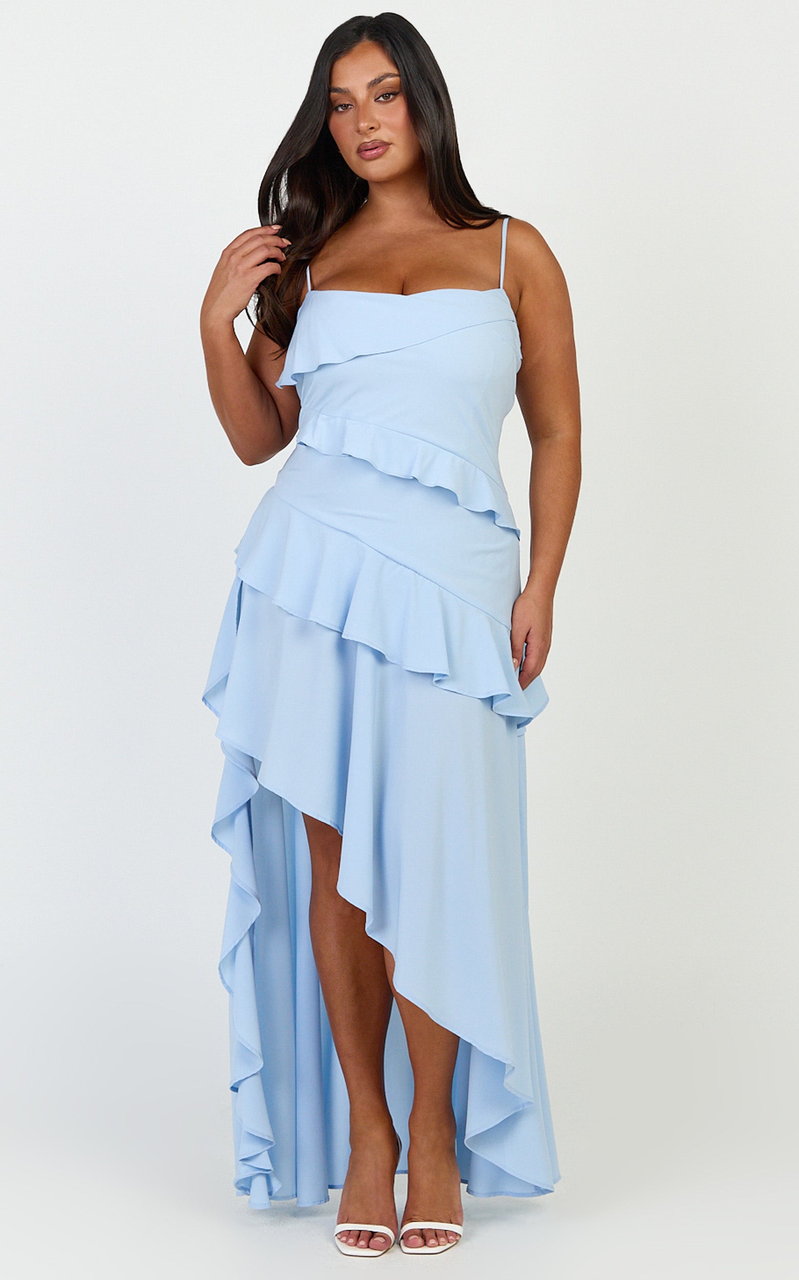 Arabella Maxi Dress - Tiered Ruffle Fit And Flare Dress in Blue - View 4