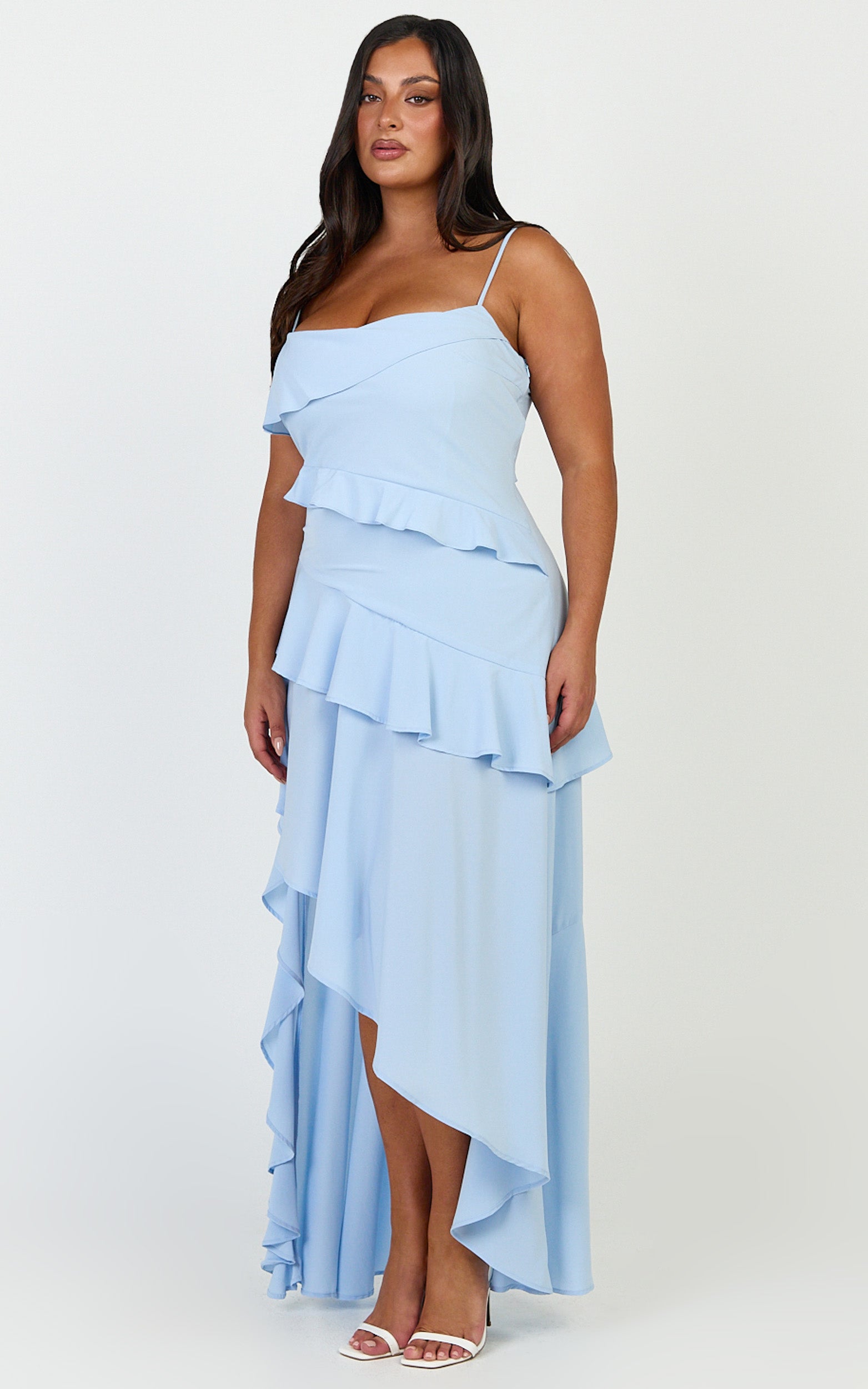 Arabella Maxi Dress - Tiered Ruffle Fit And Flare Dress in Blue - View 6