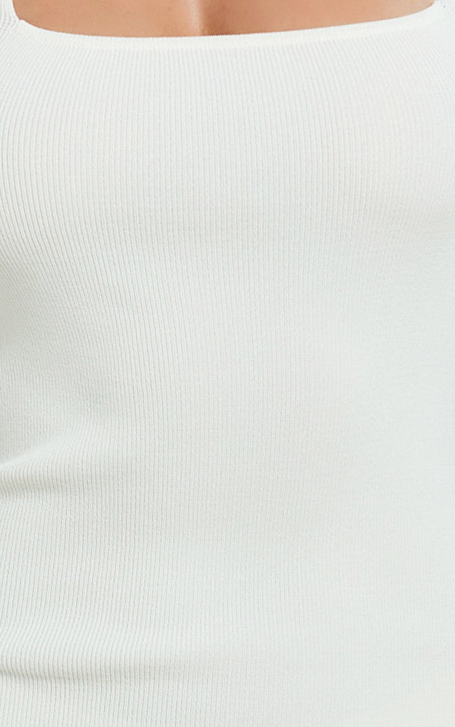 Barbara Maxi Dress - Halter Scoop Neck Contrast Georgette Dress in Ivory - View 6