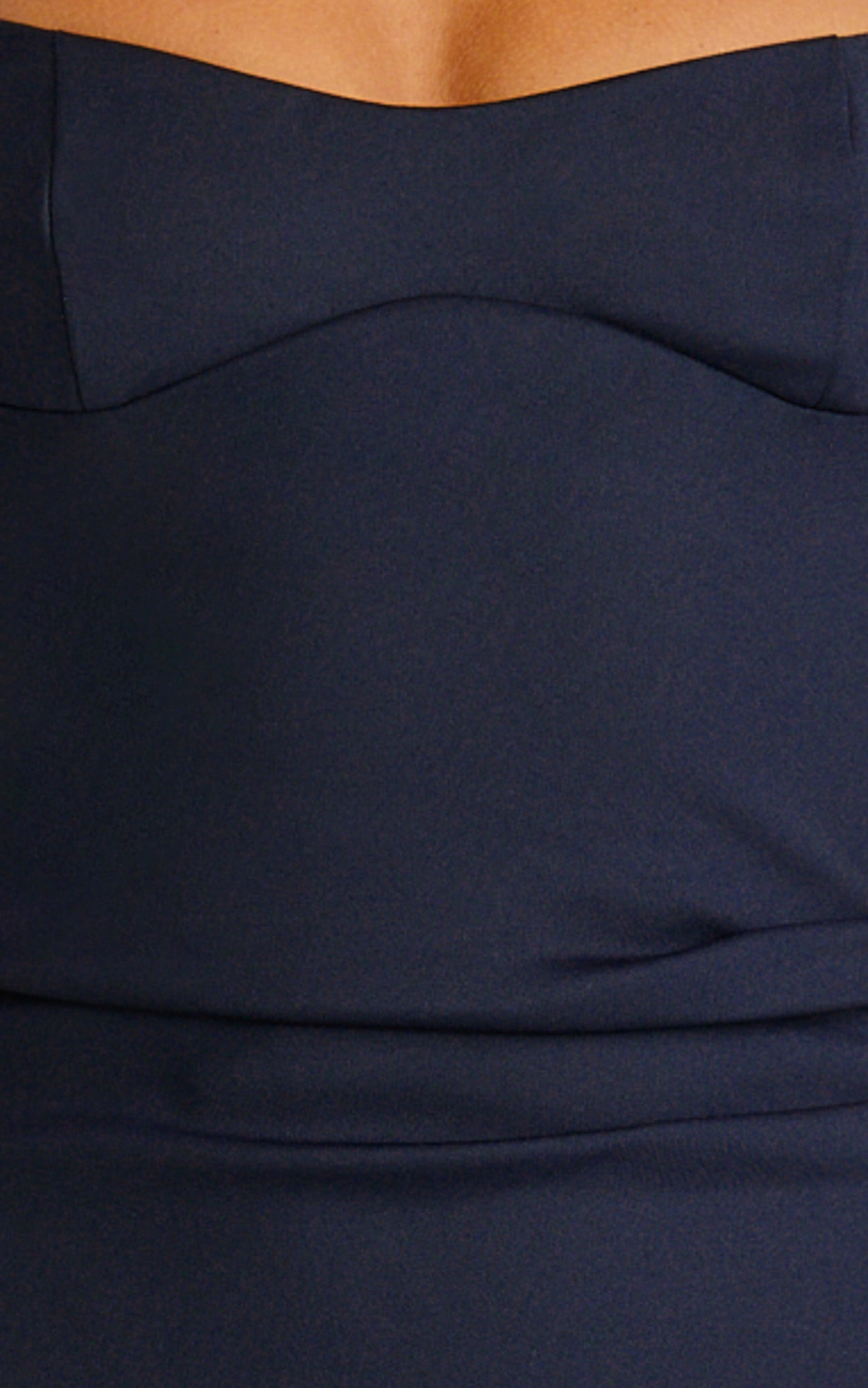 Benita Midi Dress - Scoop Neck Ruched Fitted Dress in Navy - View 6