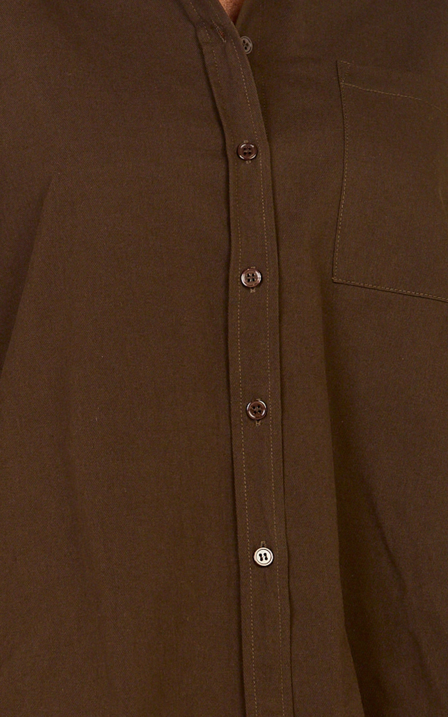 Blanche Top - Oversized Patch Pocket Long Sleeve Shirt in Dark Chocolate - View 6