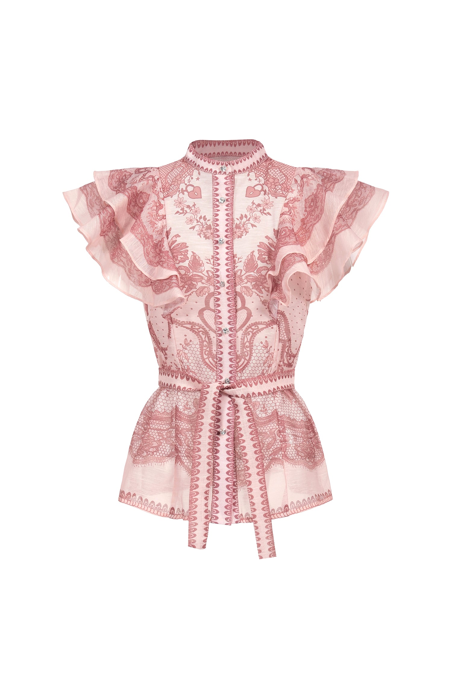 Kimivi Sleeveless Floral Printed Shirt Two-Piece Set