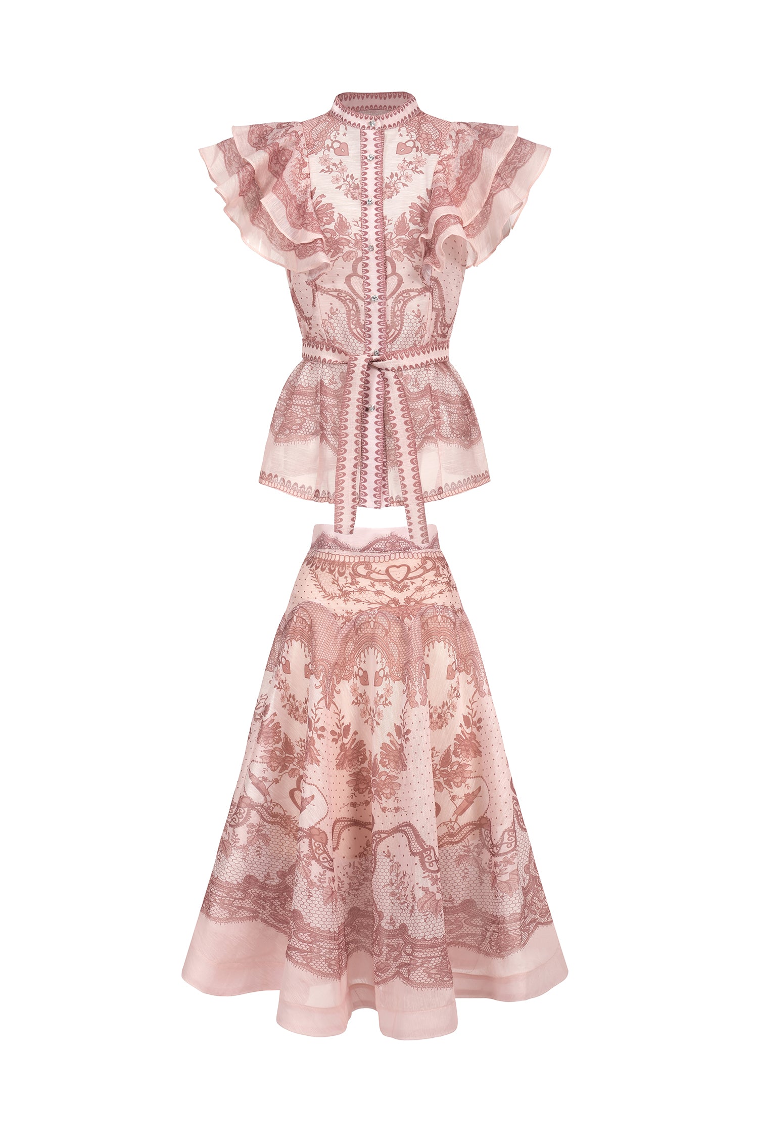 Kimivi Sleeveless Floral Printed Shirt Two-Piece Set