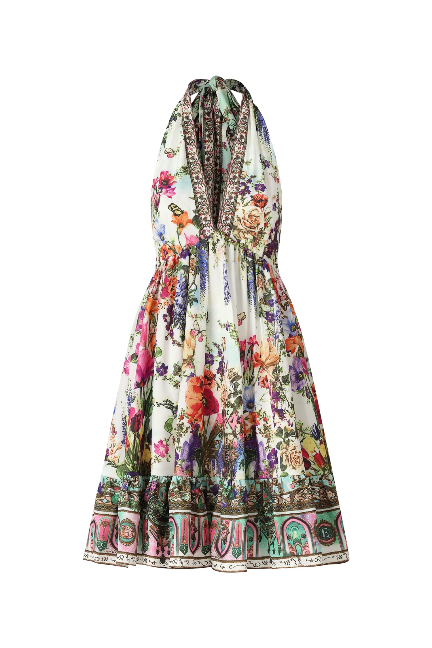 Emier V-neck Floral Printed Mini Dress