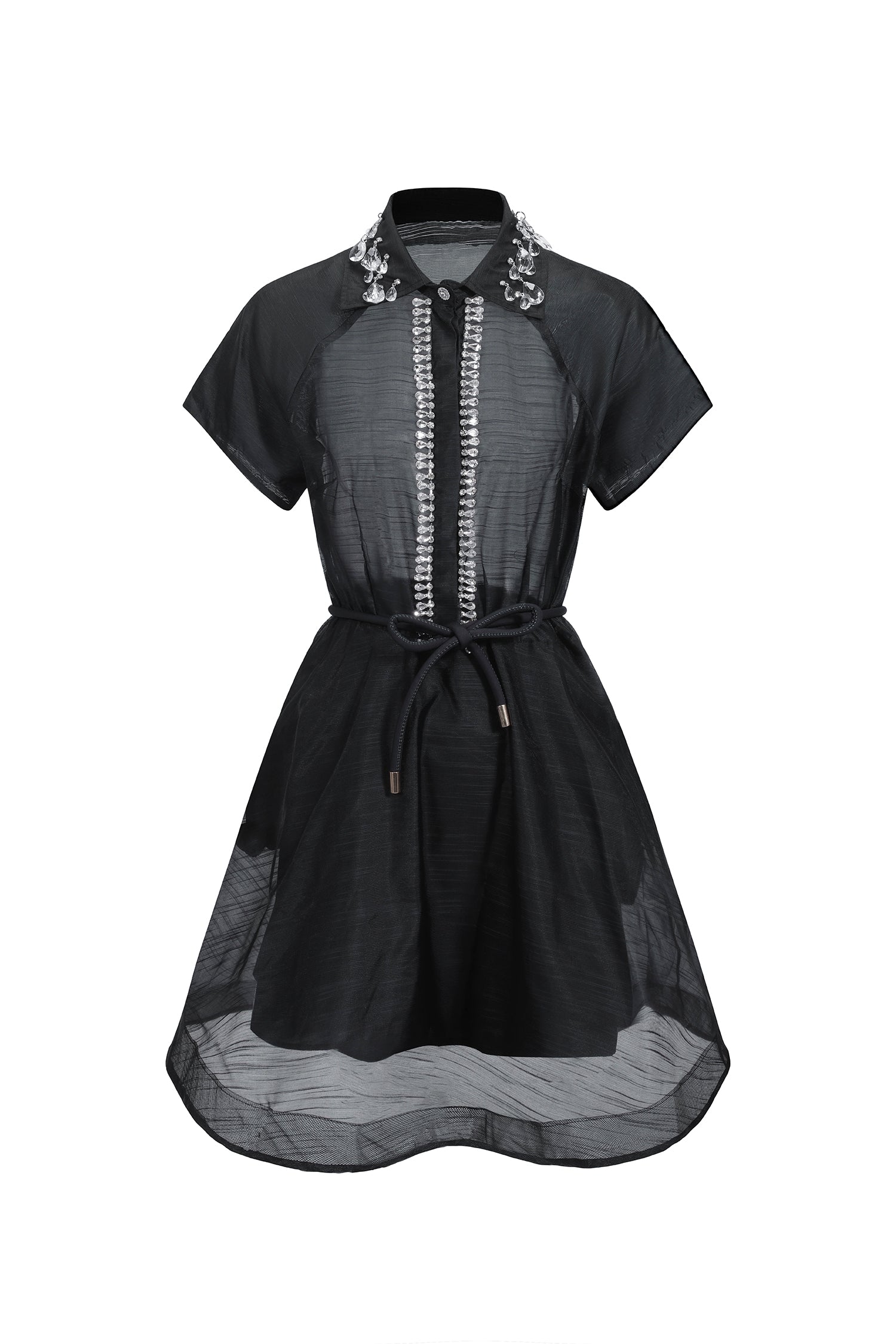 Gerianna Short Sleeves Diamond Mini Dress