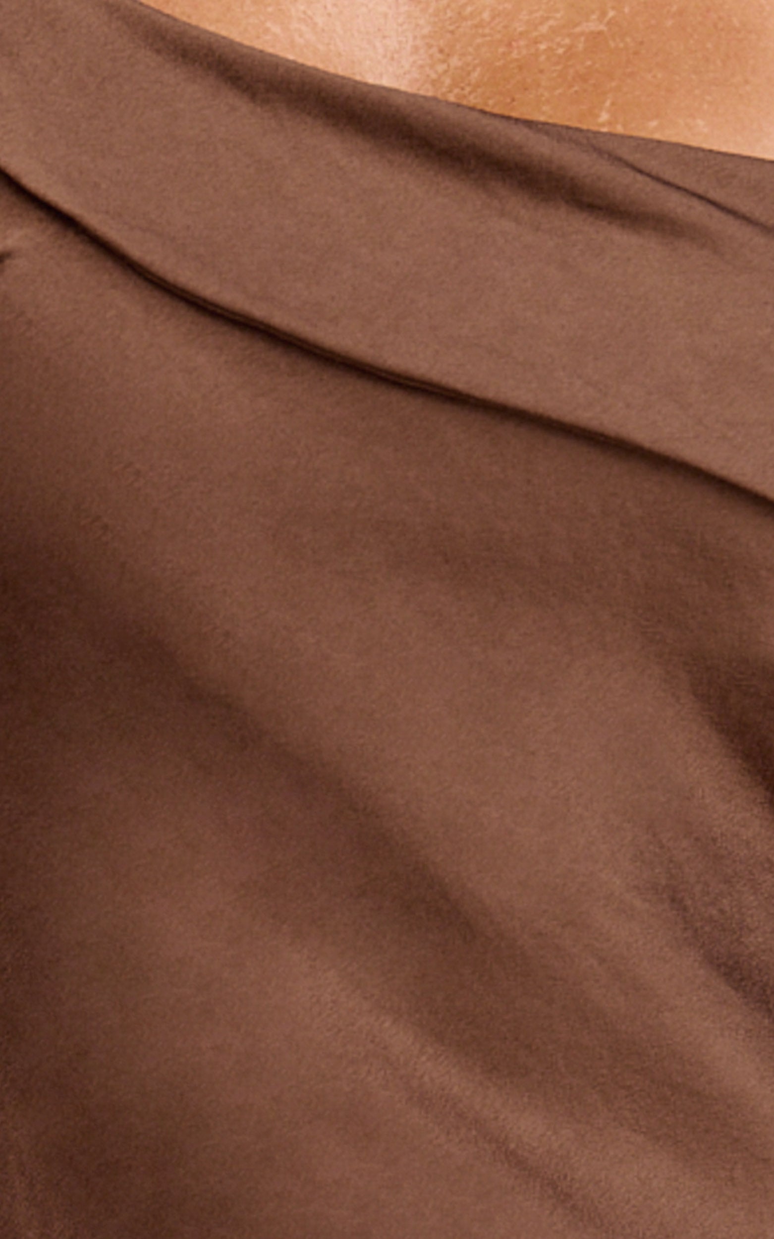Calix Midi Dress - One Shoulder Slip Dress in Chocolate - View 6