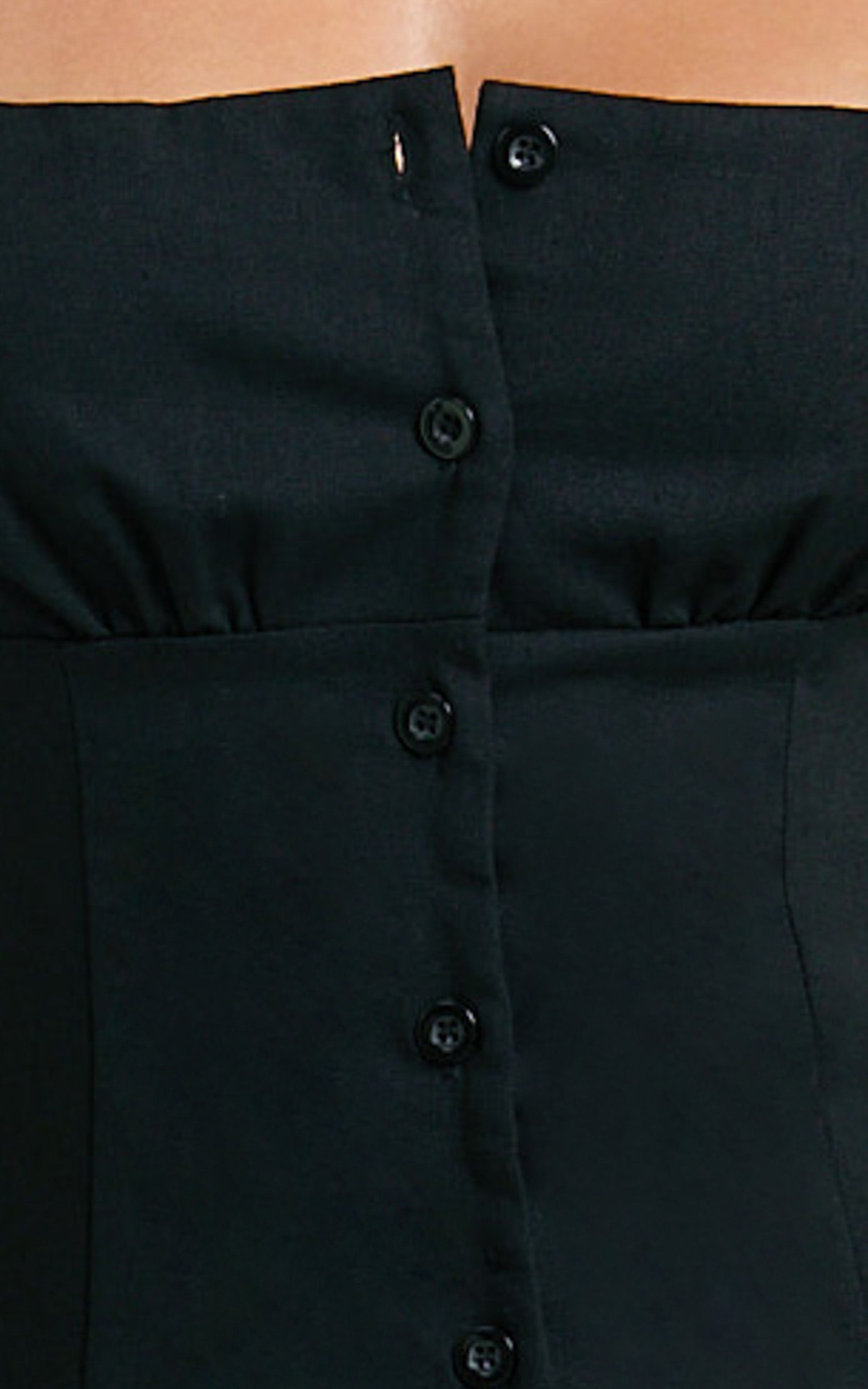 Cameron Midi Dress - Button Front Tie Back Dress in Black - View 10