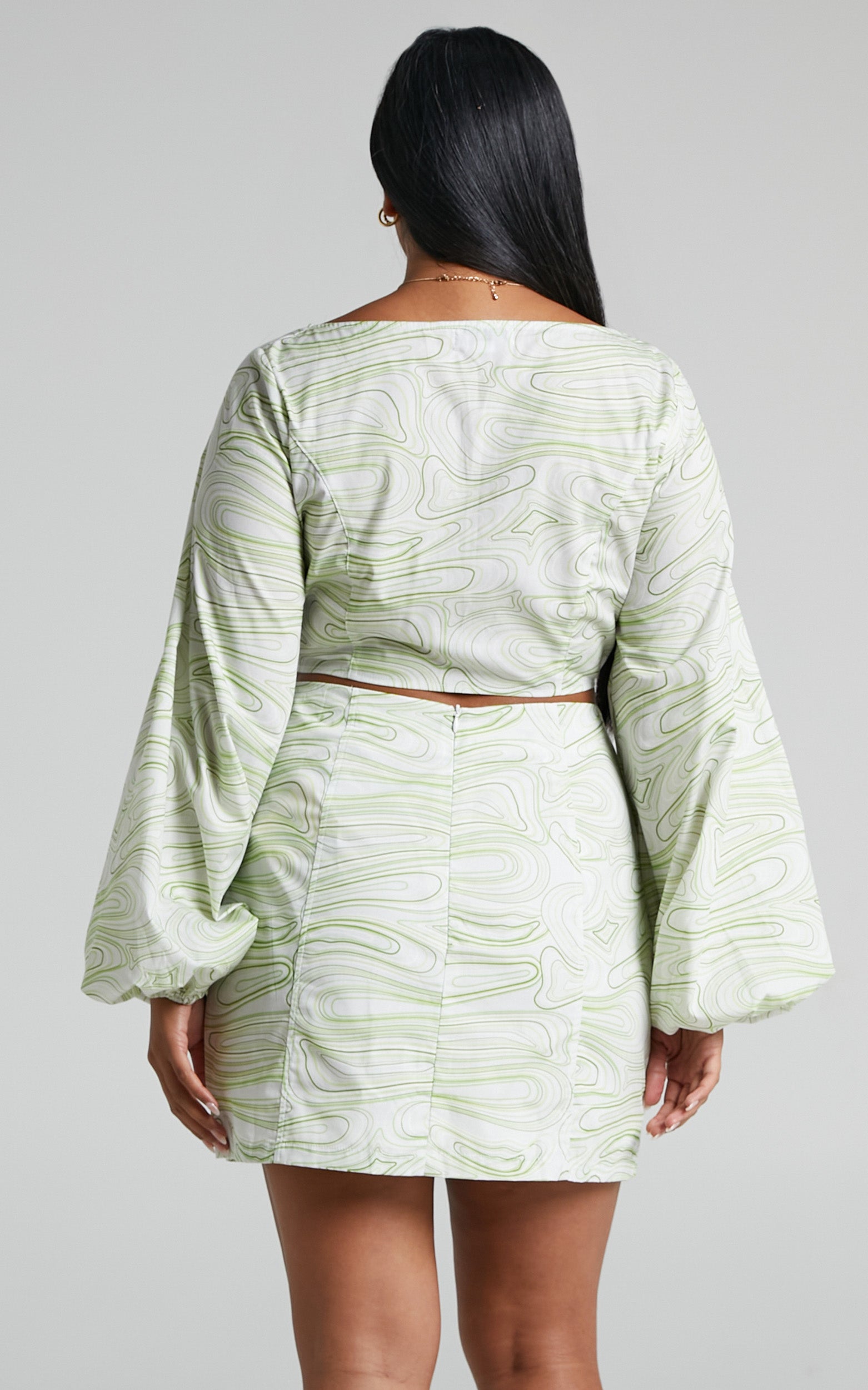 Charlie Holiday - Pricilla Mini Skirt in Abstract Wave - View 4