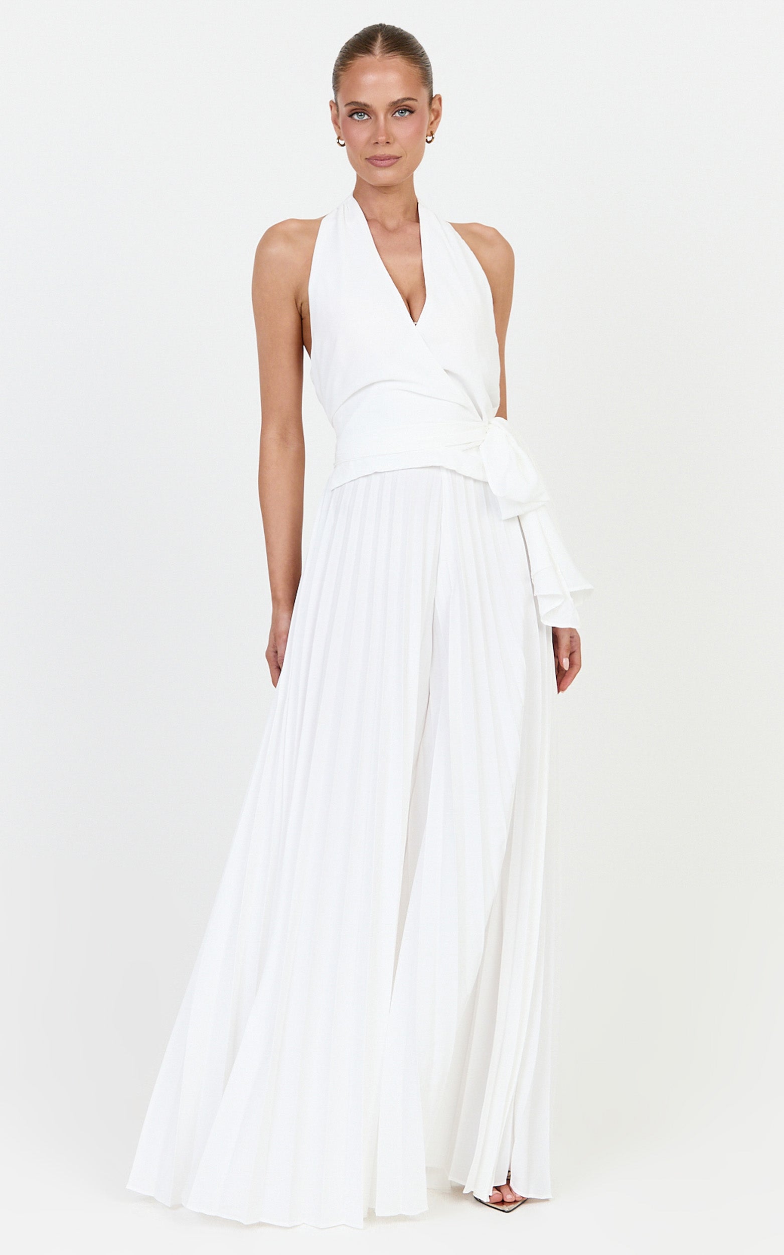 Valentina Pants - Pleated Wide Legged Pants in Off White - View 1