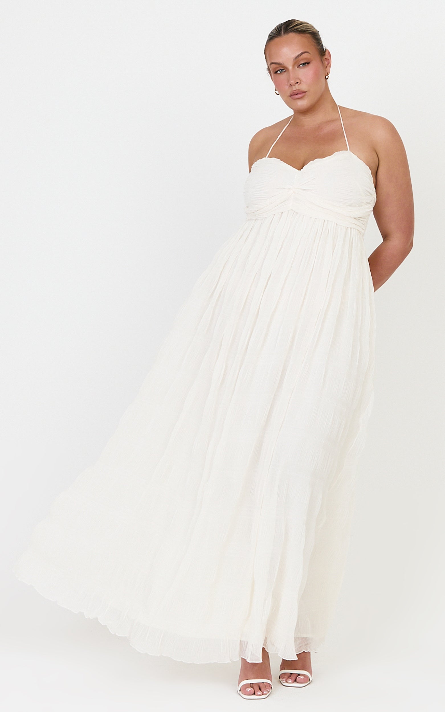 Lani Maxi Dress - Lace Back Shirred Maxi Dress in Cream - View 8