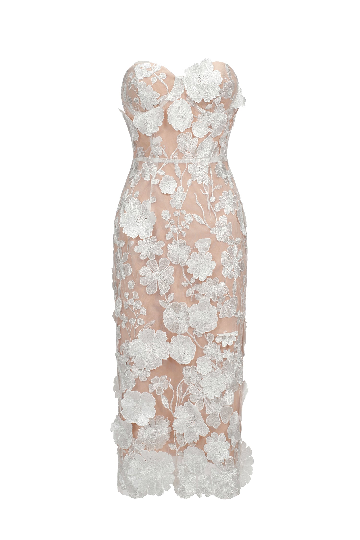 Oval Lace Tube Midi Dress