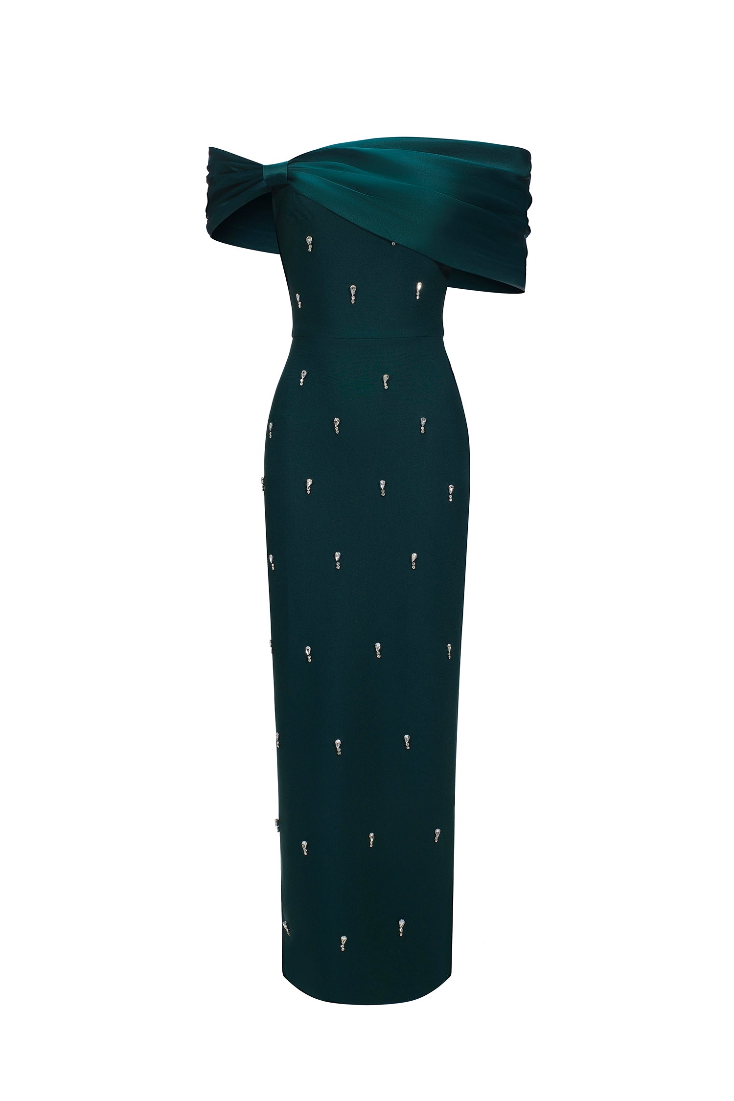 Palez Sleeveless One Shoulder Diamond Bow Bandage Maxi Dress