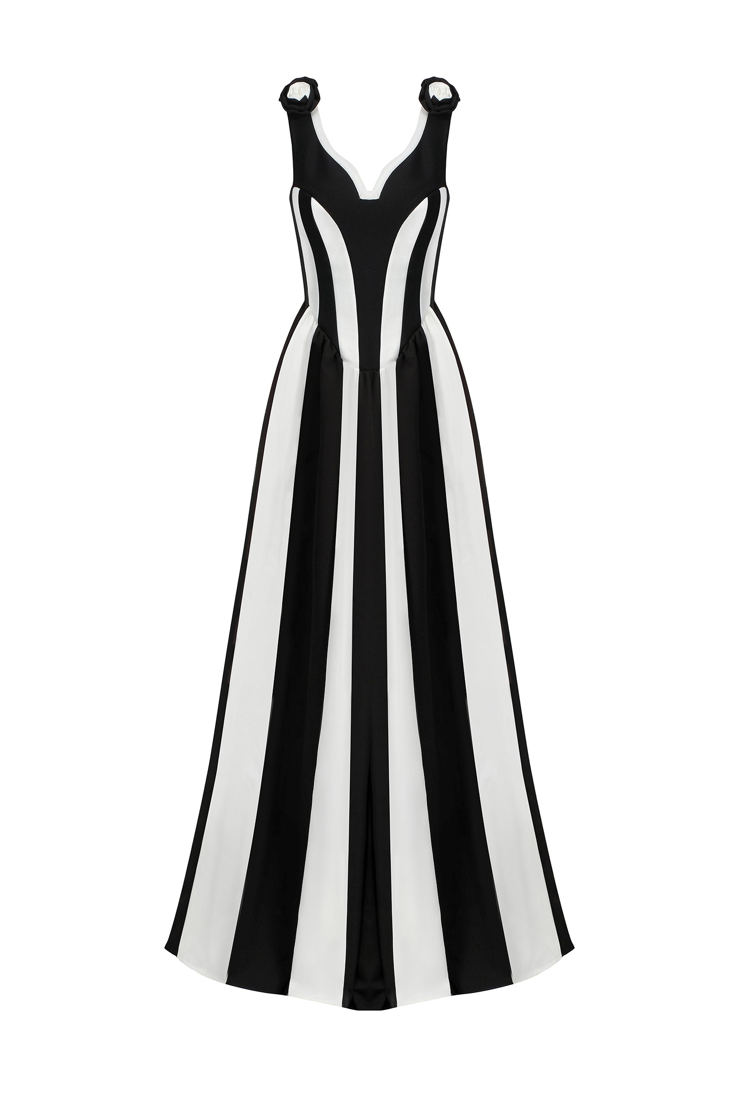 Omega Sleeveless V-Neck Flowers Bandage Maxi Dress