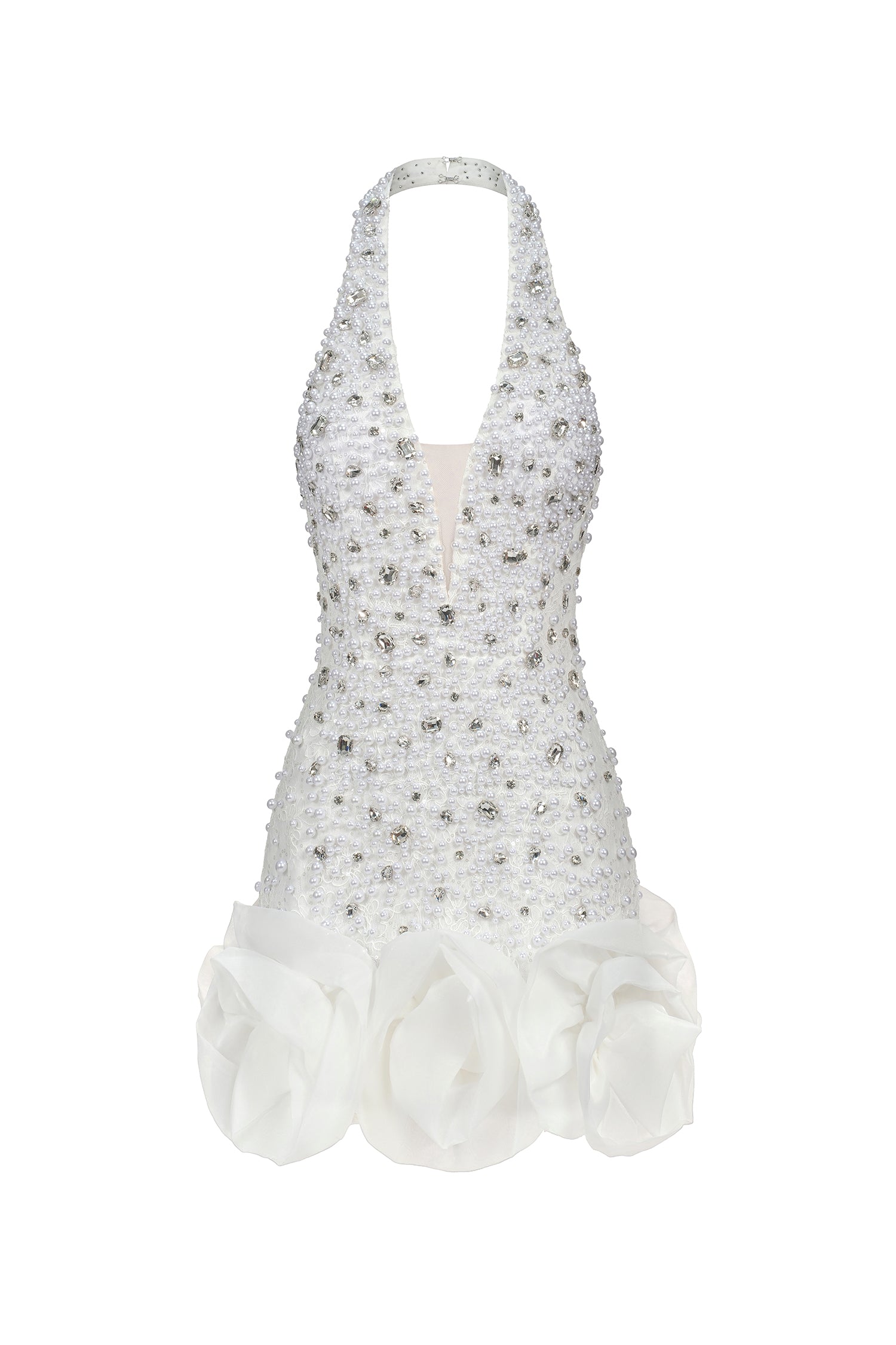 Tove Sleeveless V-neck Diamond Flowers Mini Dress