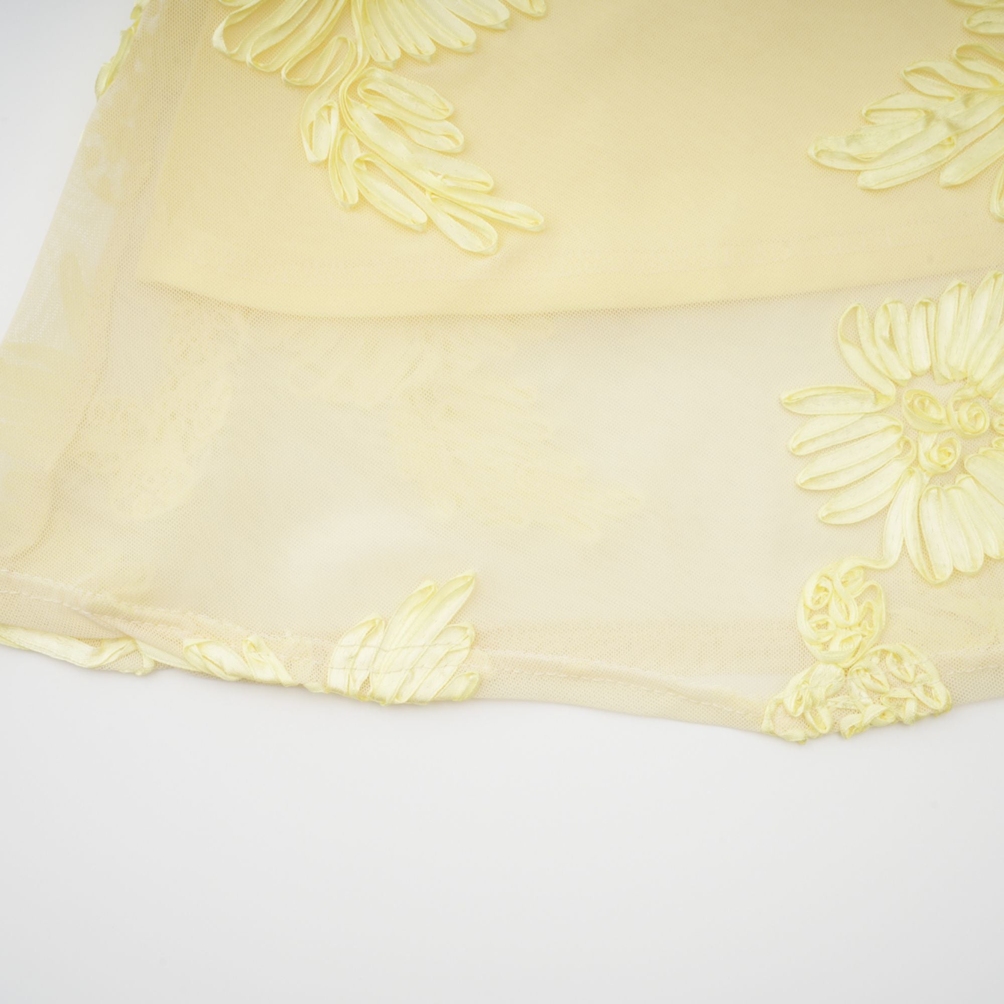 Théoline Yellow Floral Appliqué Corset Maxi Dress