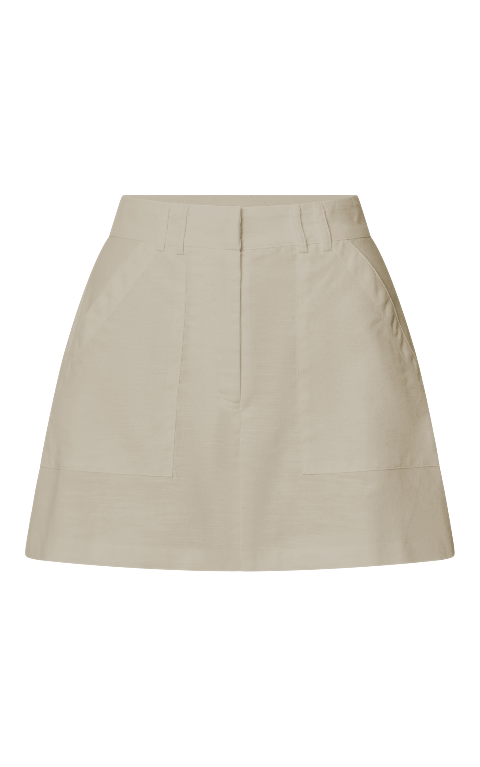 Dream Linen Blend Skort - High Waisted A Line Skort in Natural - View 10