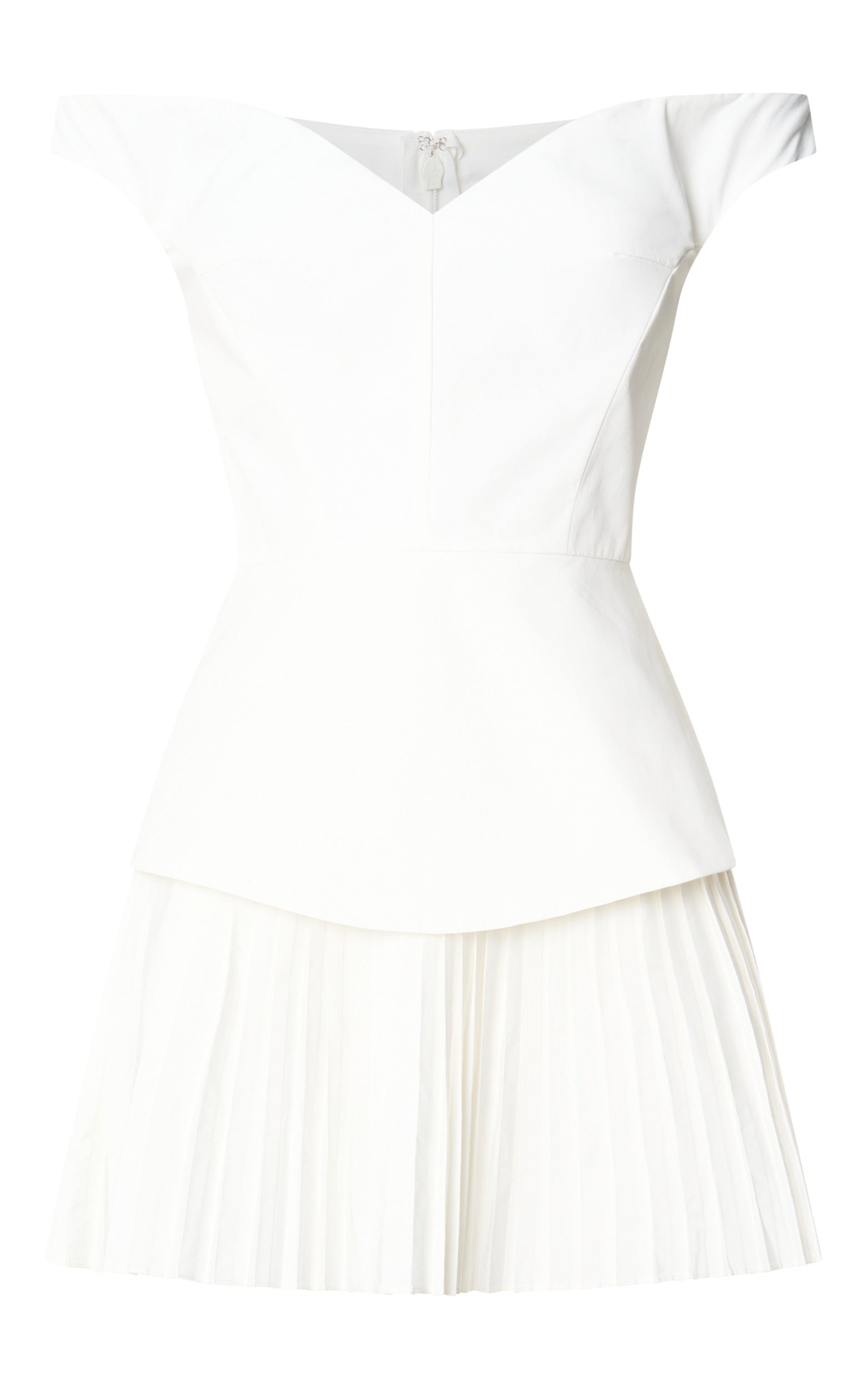 Izara Mini Dress - Off Shoulder Pleated Dress in Off White - View 10