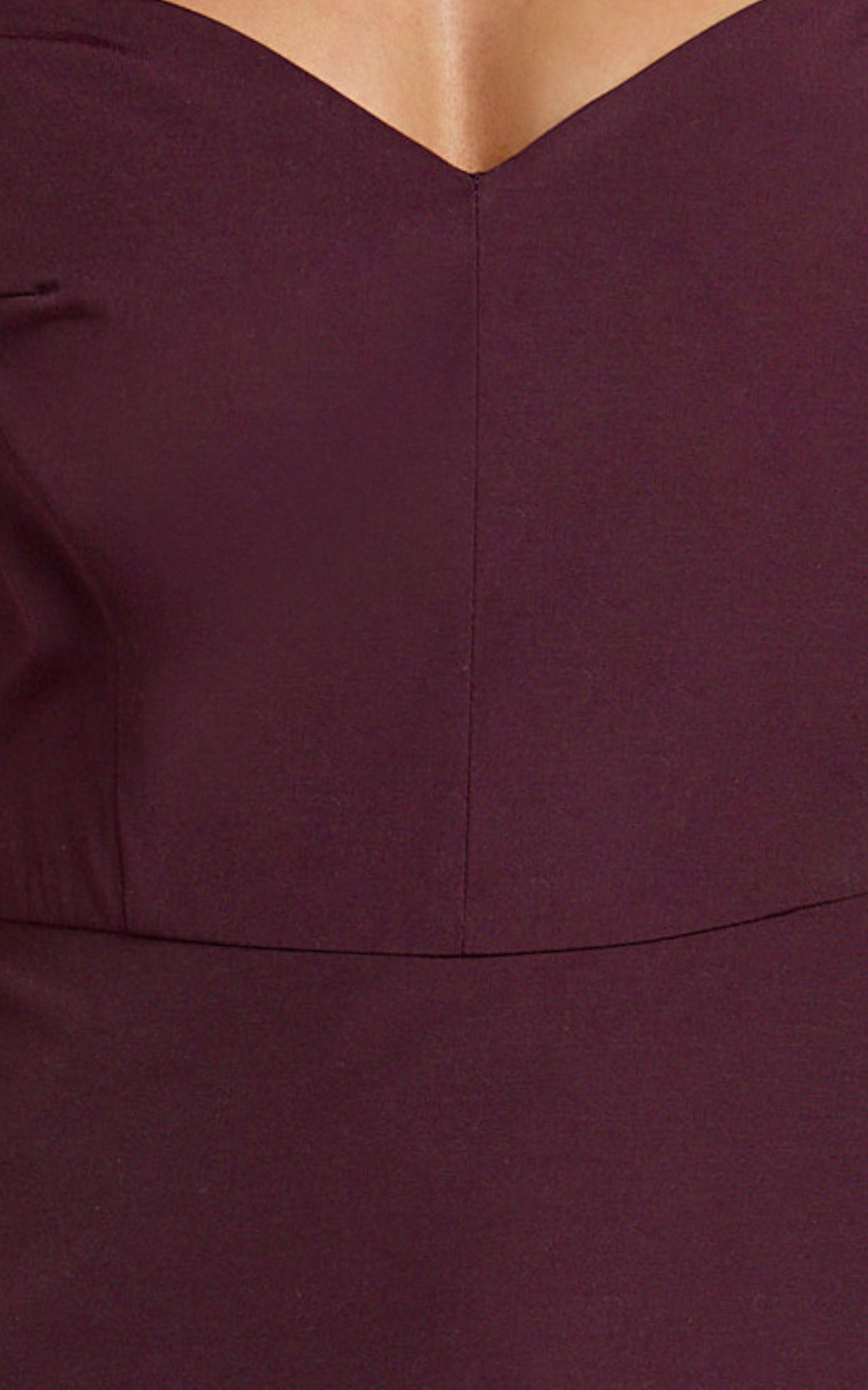 Izara Mini Dress - Off Shoulder Pleated Dress in Wine - View 9