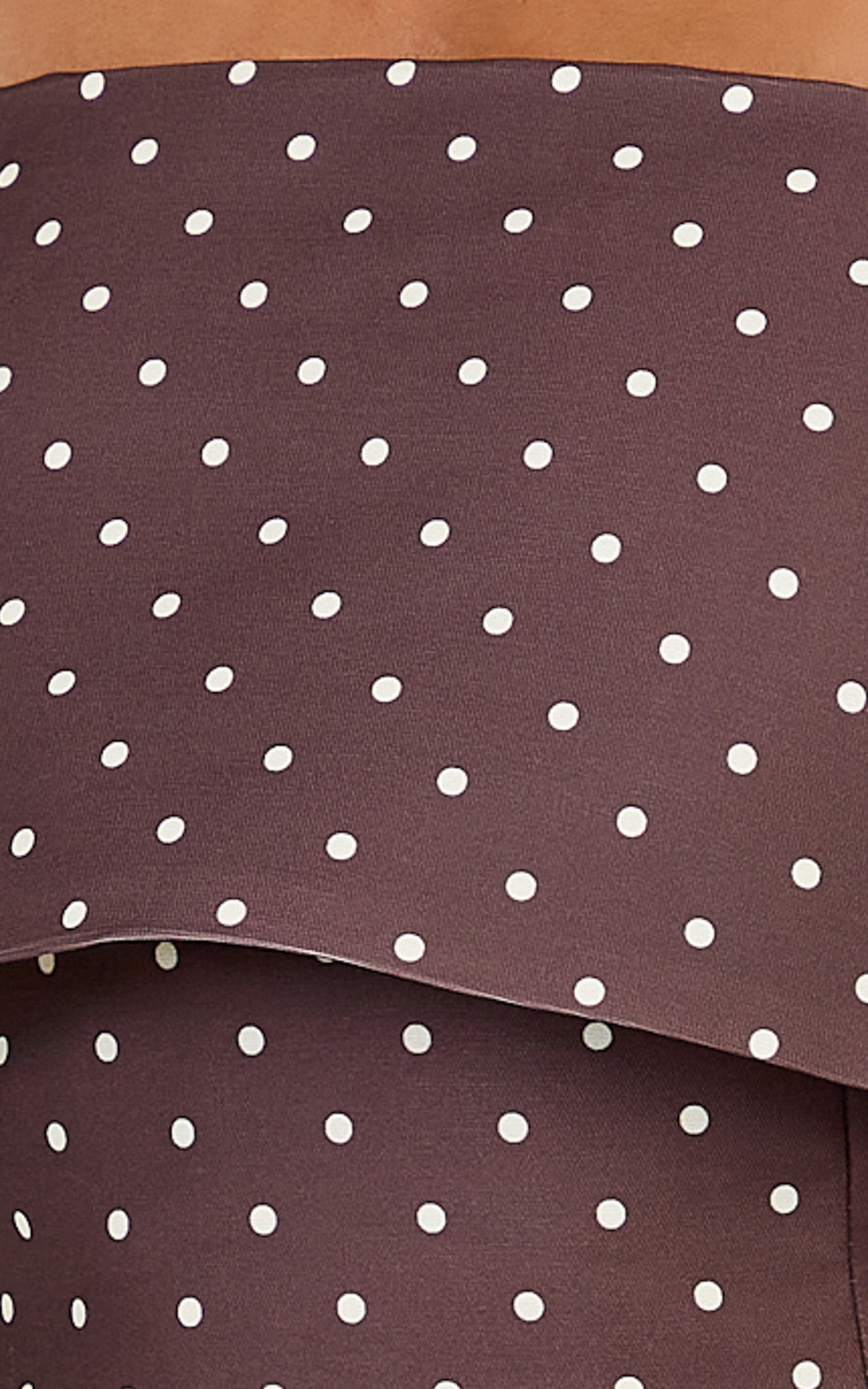 Lana Top - Long Sleeve Off Shoulder Cropped Top in Chocolate/Cream Polka Dot - View 6
