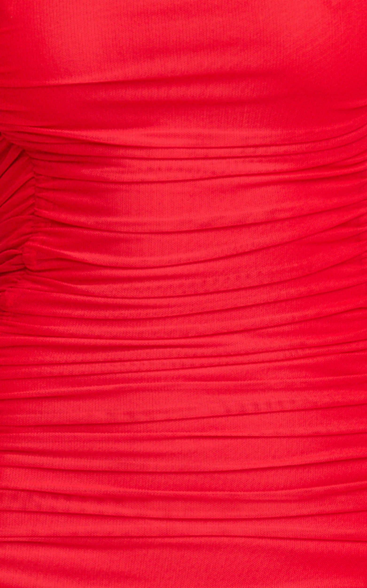 Marguerite Maxi Dress - Strapless Ruched Mesh High Leg Split Dress in Red - View 8