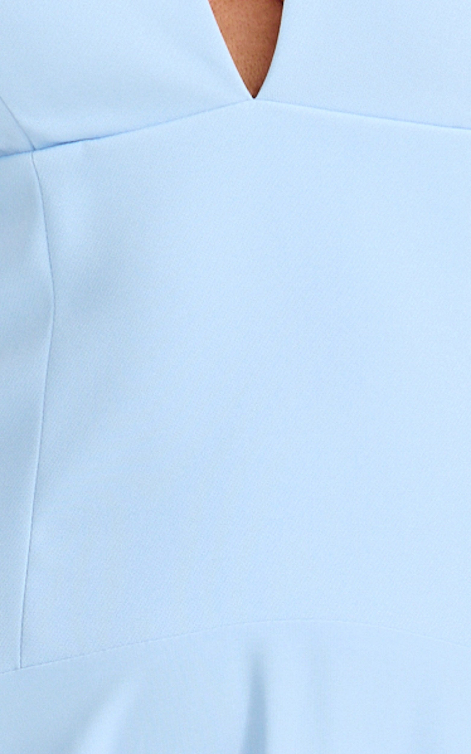 Poppy Maxi Dress - Contrast Skirt Deep Plunge Halter Dress in Blue - View 6