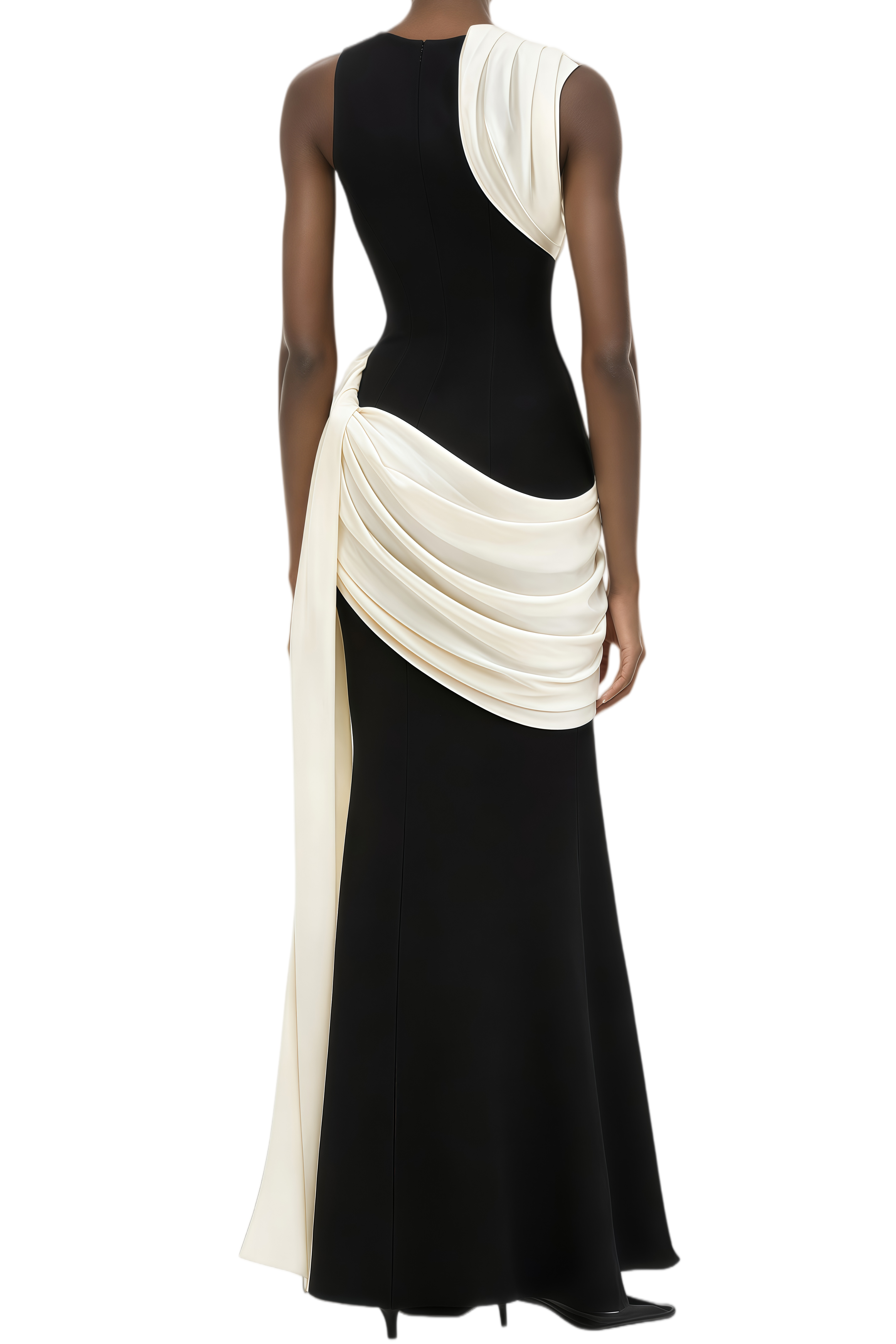 Quintina Color Block Asymmetrical Ruched Maxi Dress