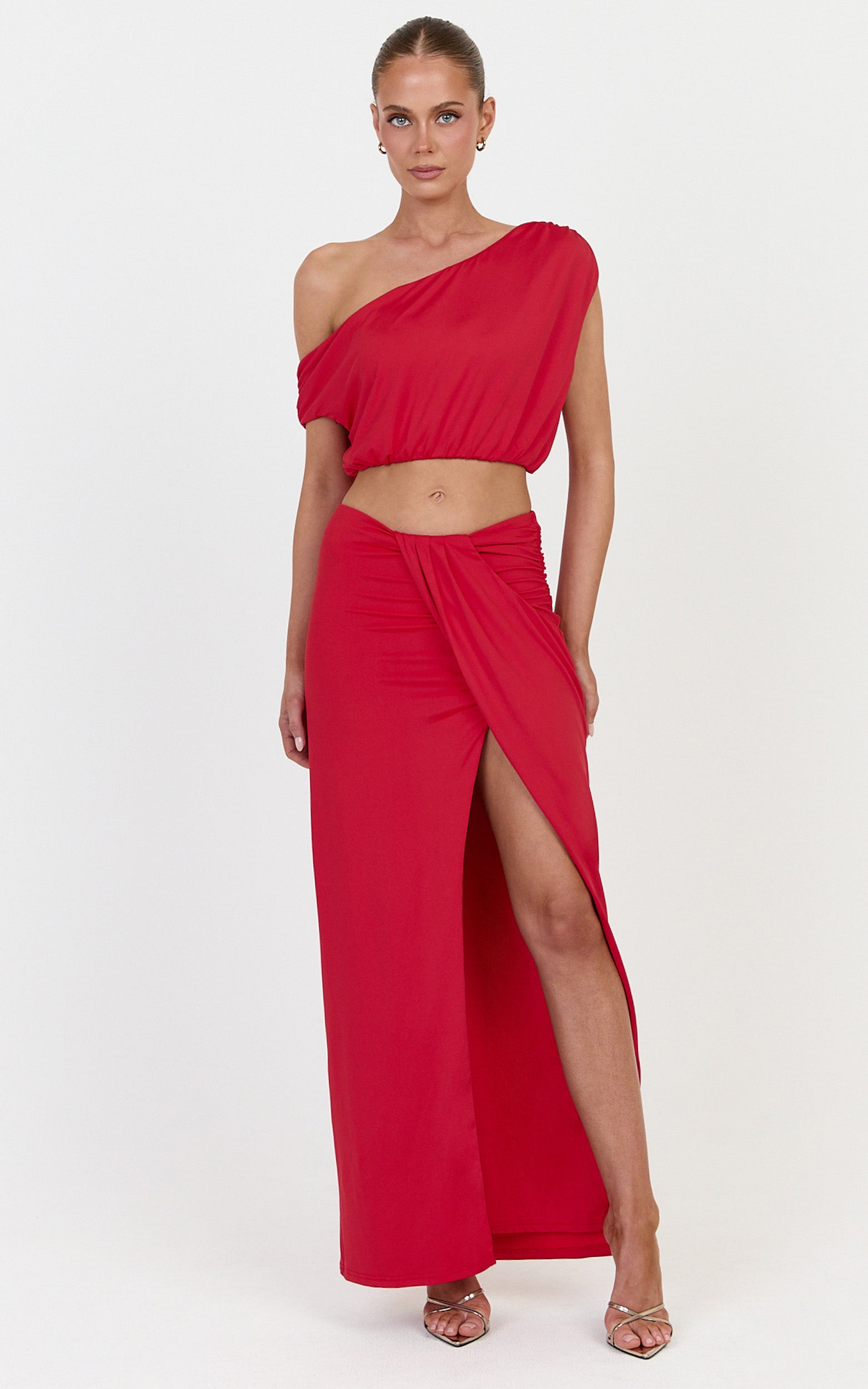 Rafaela Top - Off The Shoulder Top in Red - View 1