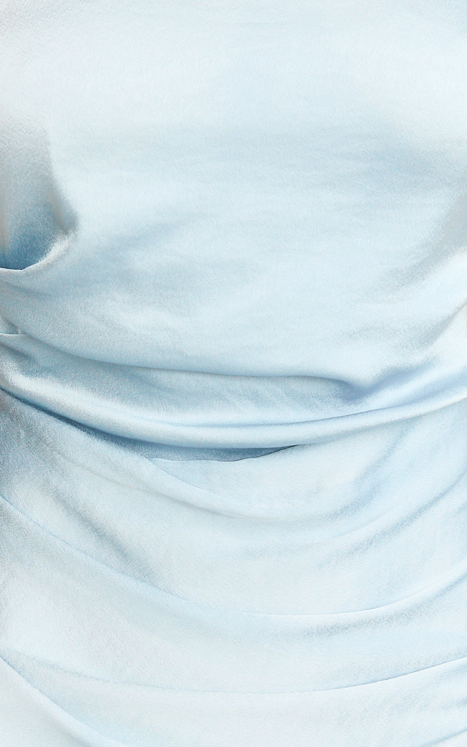 Rumi Midi Dress - Ruched Bodice Satin Dress in Pale Blue - View 6