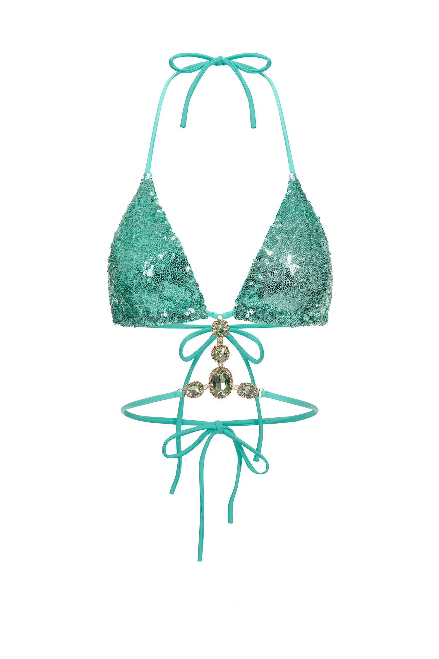 Hlasa Halter Sleeveless Sequin Diamond Bikini
