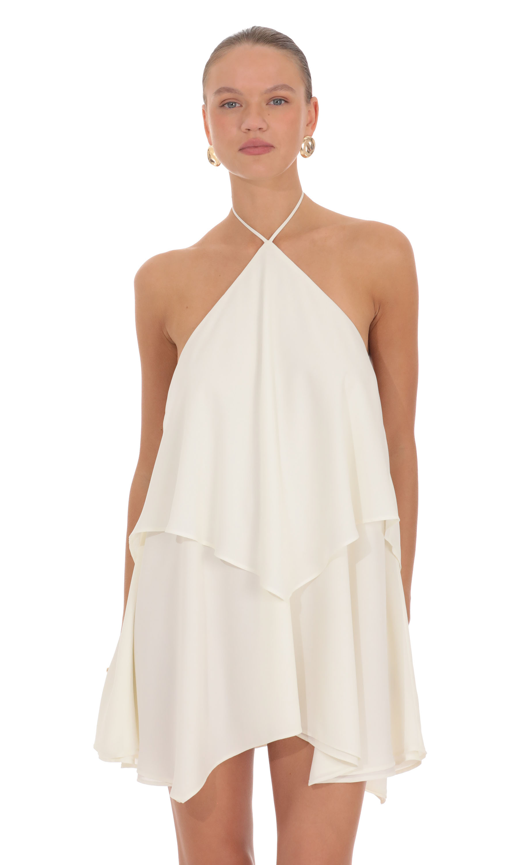 Halter Layered Mini Dress in Ivory - view 1