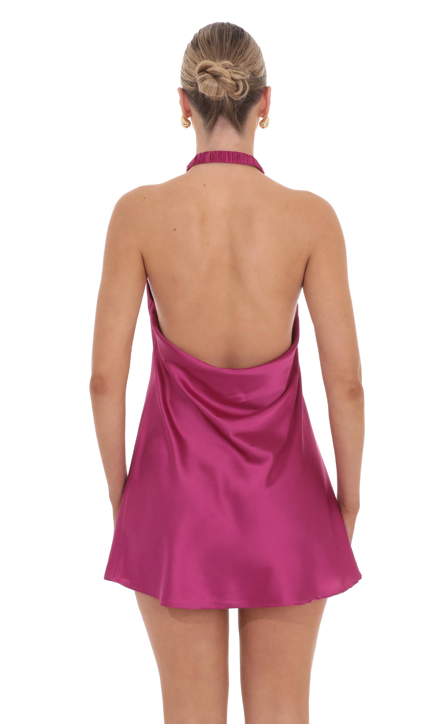 Cross Halter Dress in Magenta - view 2