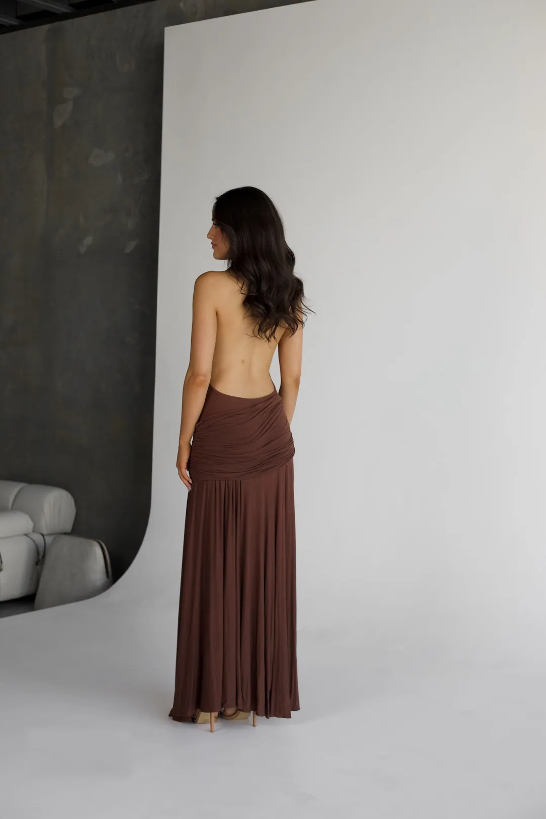 Evelyn Halter maxi Dress - Brown