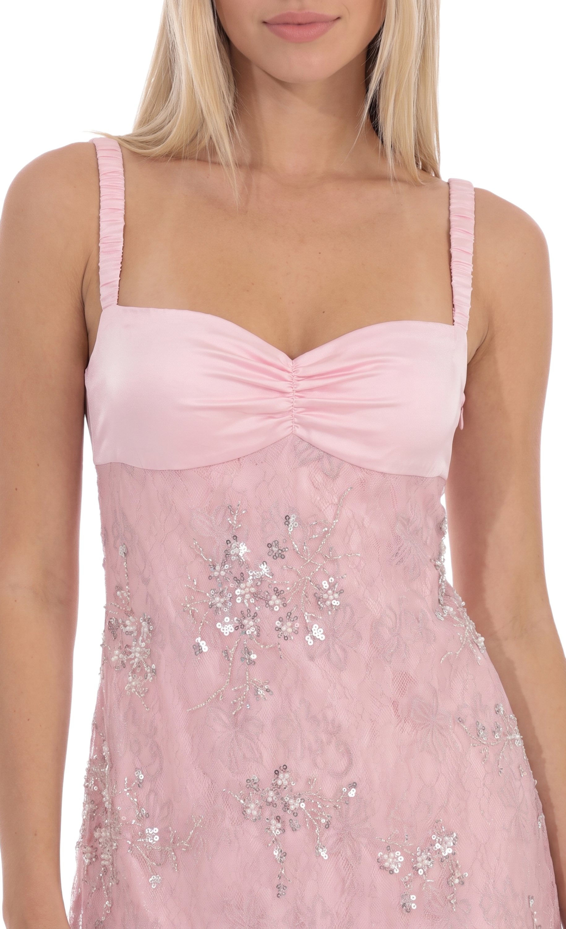 Sequin Lace Mini Dress in Pink - view 5