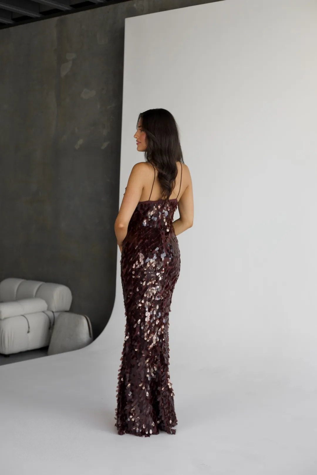 Sapphire Sequin Maxi Dress - Fig