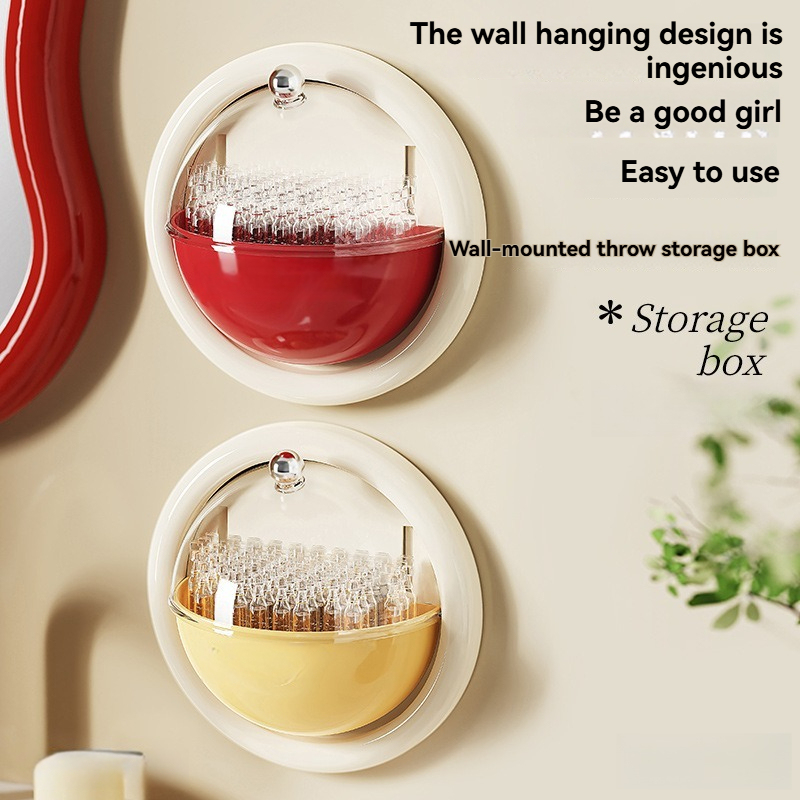 Storage Box Flip-Top Wall-Mounted Secondary Disposal Storage Box Dust-Proof Transparent Punch-Free Toilet Skin Care Storage Box