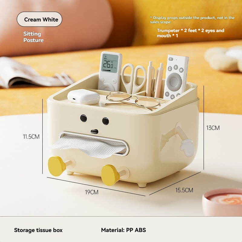 Desktop Tissue Box, Simple High-End Large-Capacity Living Room Coffee Table Dining Table Paper Box Multi-Function Remote Control Storage Box