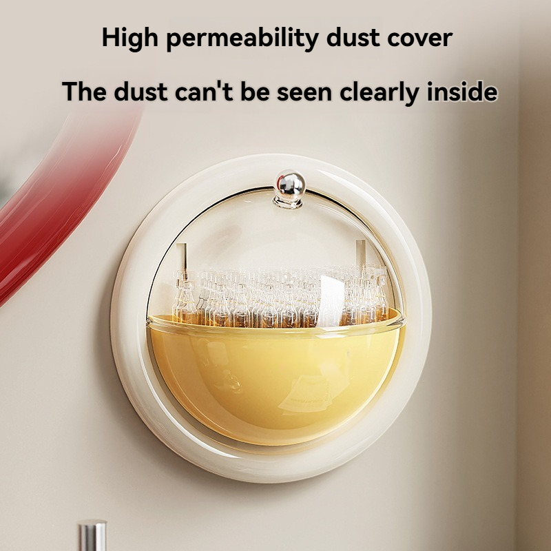 Storage Box Flip-Top Wall-Mounted Secondary Disposal Storage Box Dust-Proof Transparent Punch-Free Toilet Skin Care Storage Box