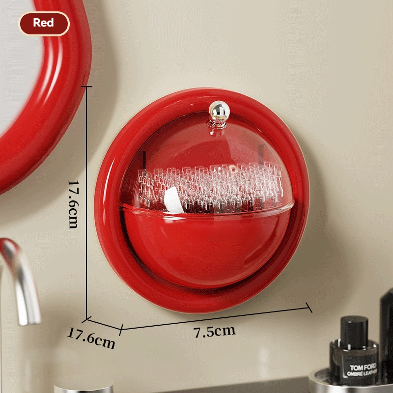 Storage Box Flip-Top Wall-Mounted Secondary Disposal Storage Box Dust-Proof Transparent Punch-Free Toilet Skin Care Storage Box