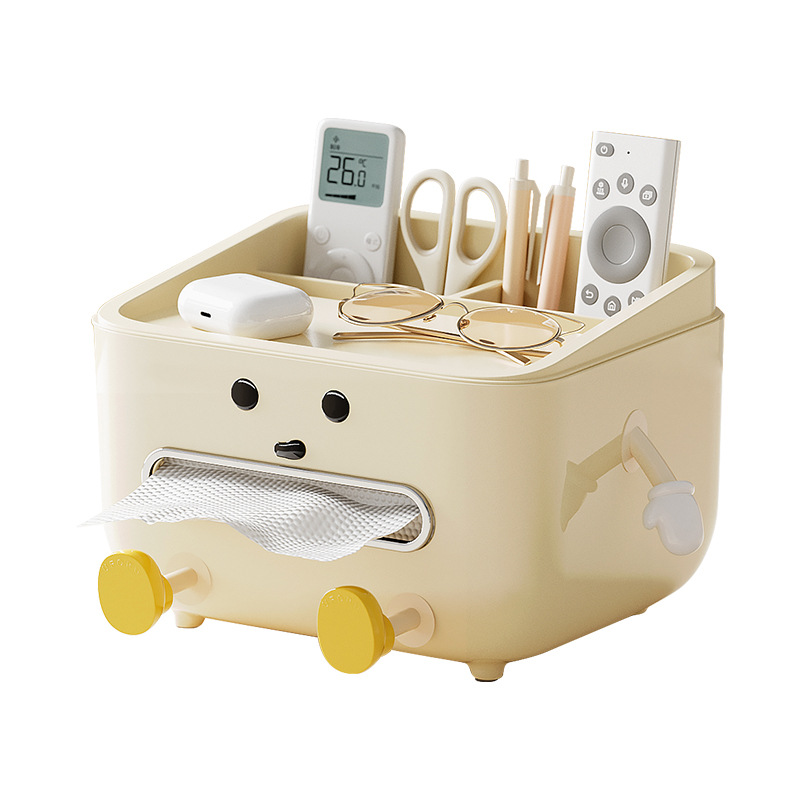 Desktop Tissue Box, Simple High-End Large-Capacity Living Room Coffee Table Dining Table Paper Box Multi-Function Remote Control Storage Box